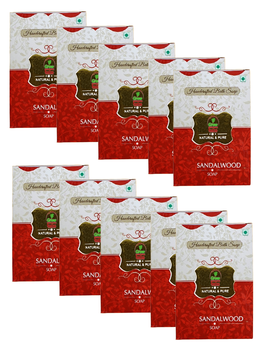    			Grow Basket Skin Whitening Herbal Sandalwood Red Fragrance Soap Bathing Bar for All Skin Type ( Pack of 10 )