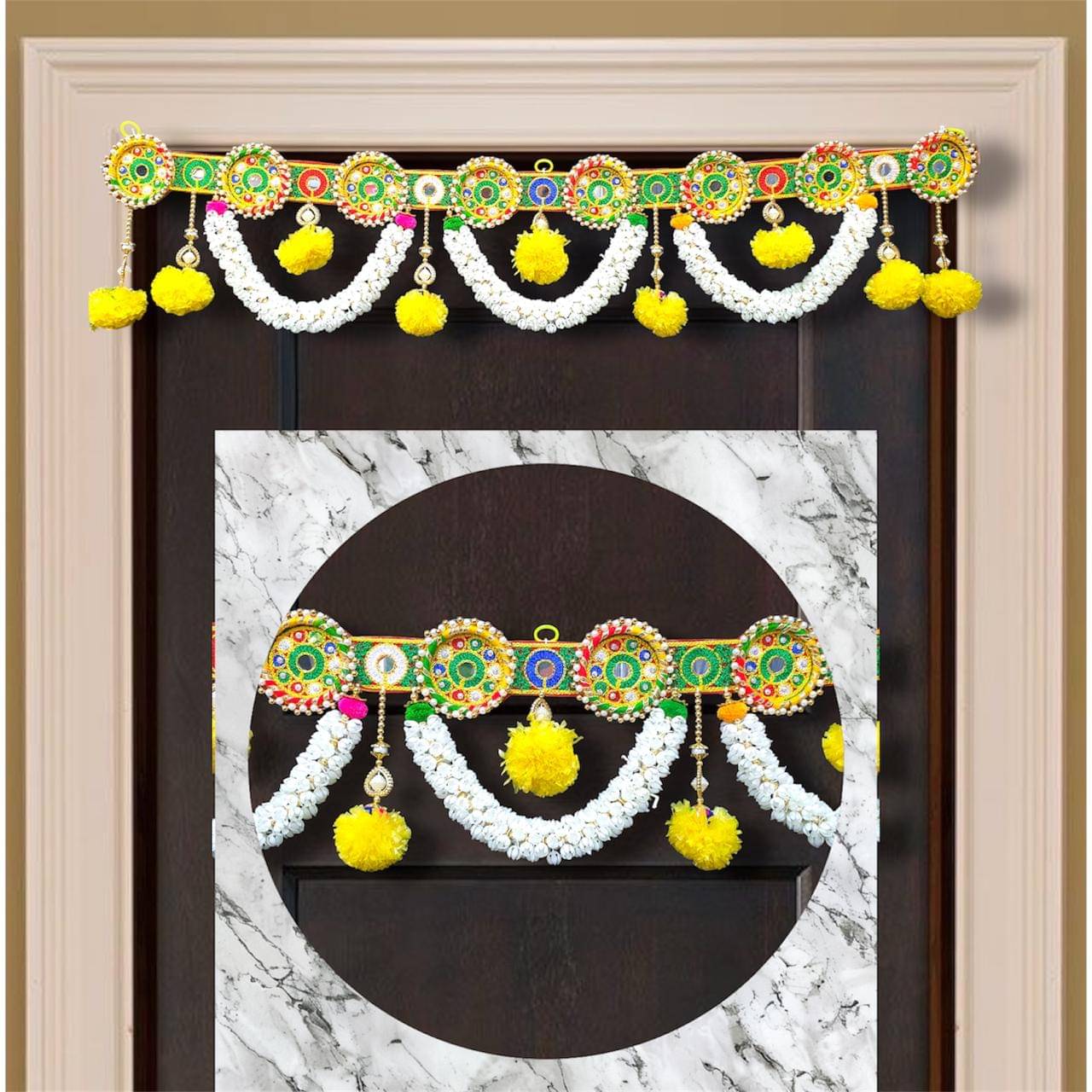 HEGIENES DECOR'S Handicraft Bandarwal Home Hanging Decoration - Multicolor | Washable & Reusable Toran for Office & Home Gate Dcor | Beuatiful Festival and Pooja Decoration Garland. HEGIENES DECOR'S Handicraft Bandarwal Home Hanging Decoration - Multicolor | Washable & Reusable Toran for Office & Home Gate Dcor | Beuatiful Festival and Pooja Decoration Garland.