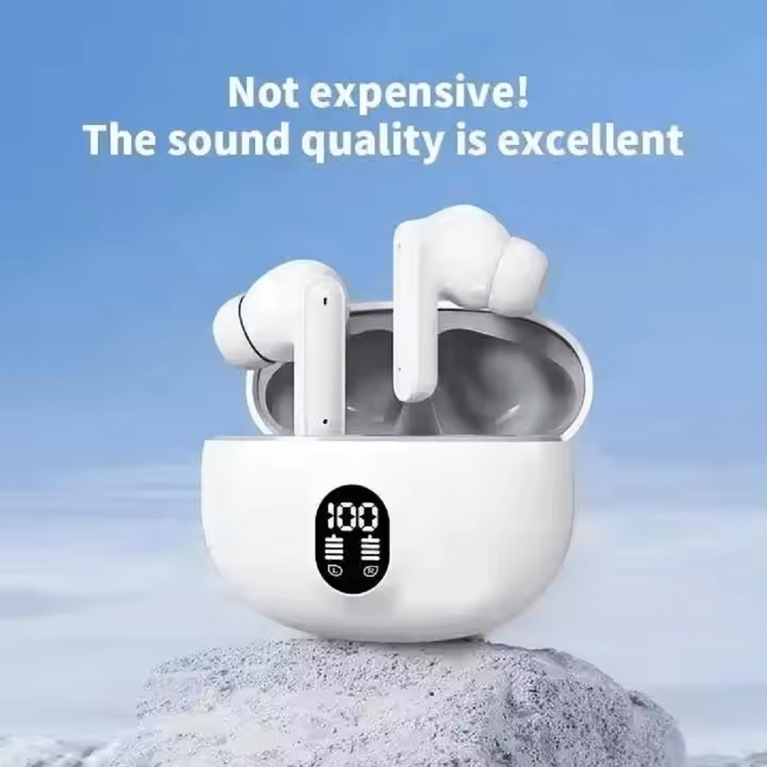     			HUG PUPPY Clear Sound Earbuds – Crystal Sound Earbuds with LED Power Display (White)