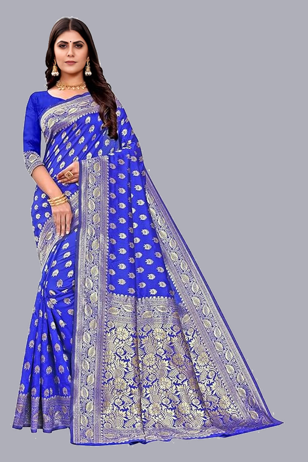 JULEE Jacquard Embellished Banarasi saree With Unstitched Blouse Piece ( Blue ) JULEE Jacquard Embellished Banarasi saree With Unstitched Blouse Piece ( Blue )