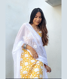 LUXELOOM Women Chiffon Dupatta ( White , Pack of 1 )