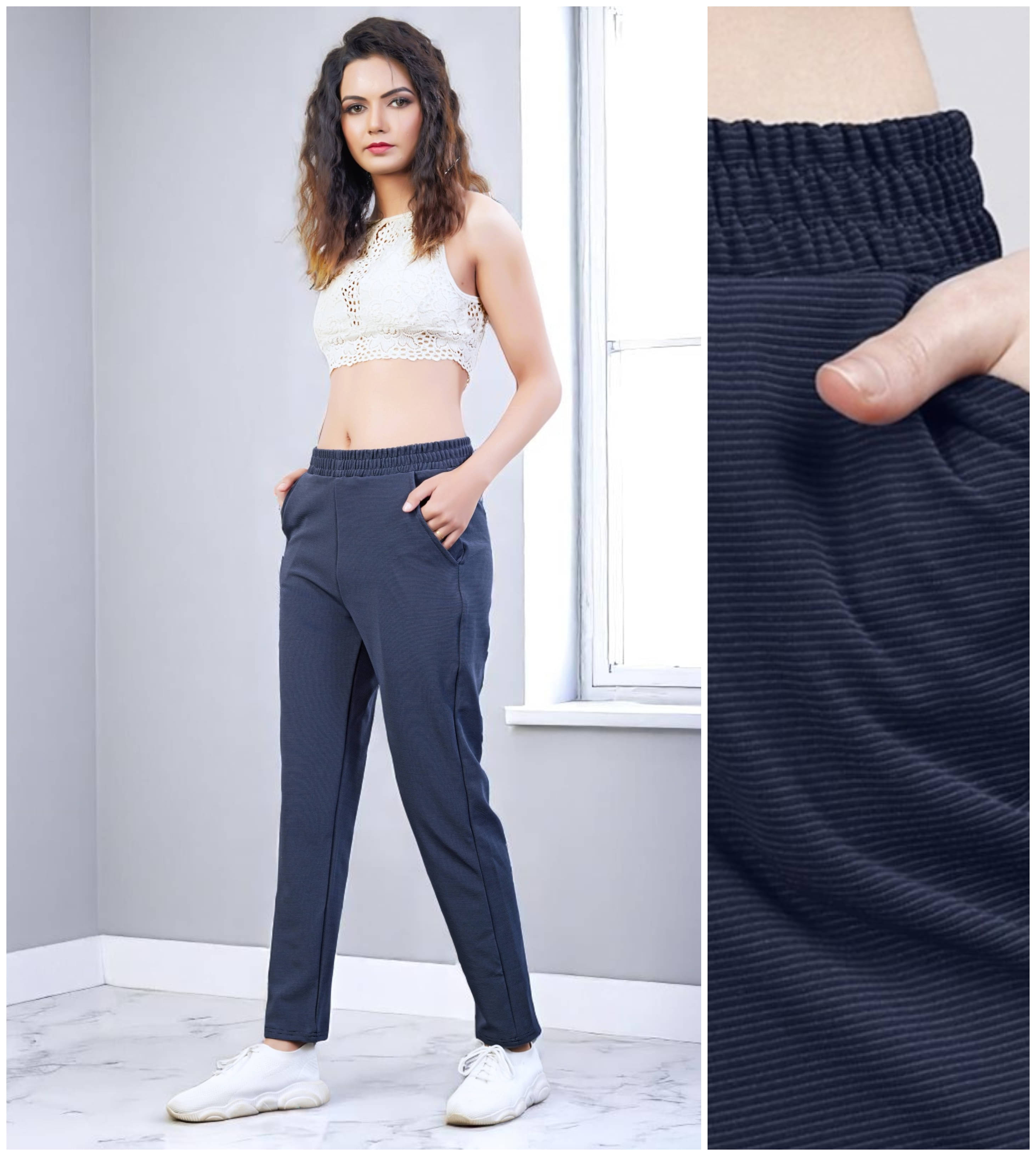     			Leewan Pack of 1 Cotton Straight Women's Joggers ( Navy Blue )