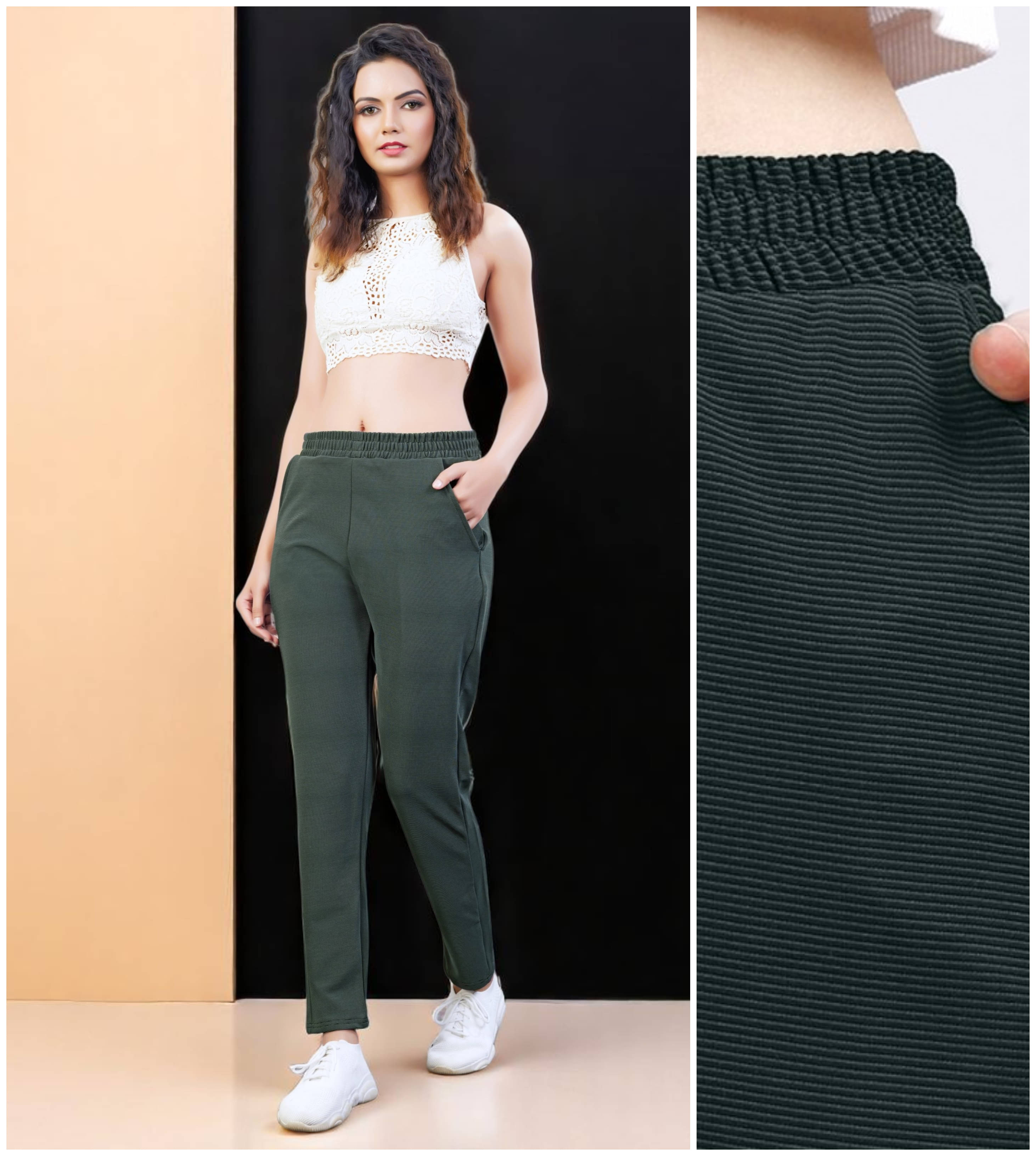     			Leewan Pack of 1 Cotton Straight Women's Joggers ( Green )