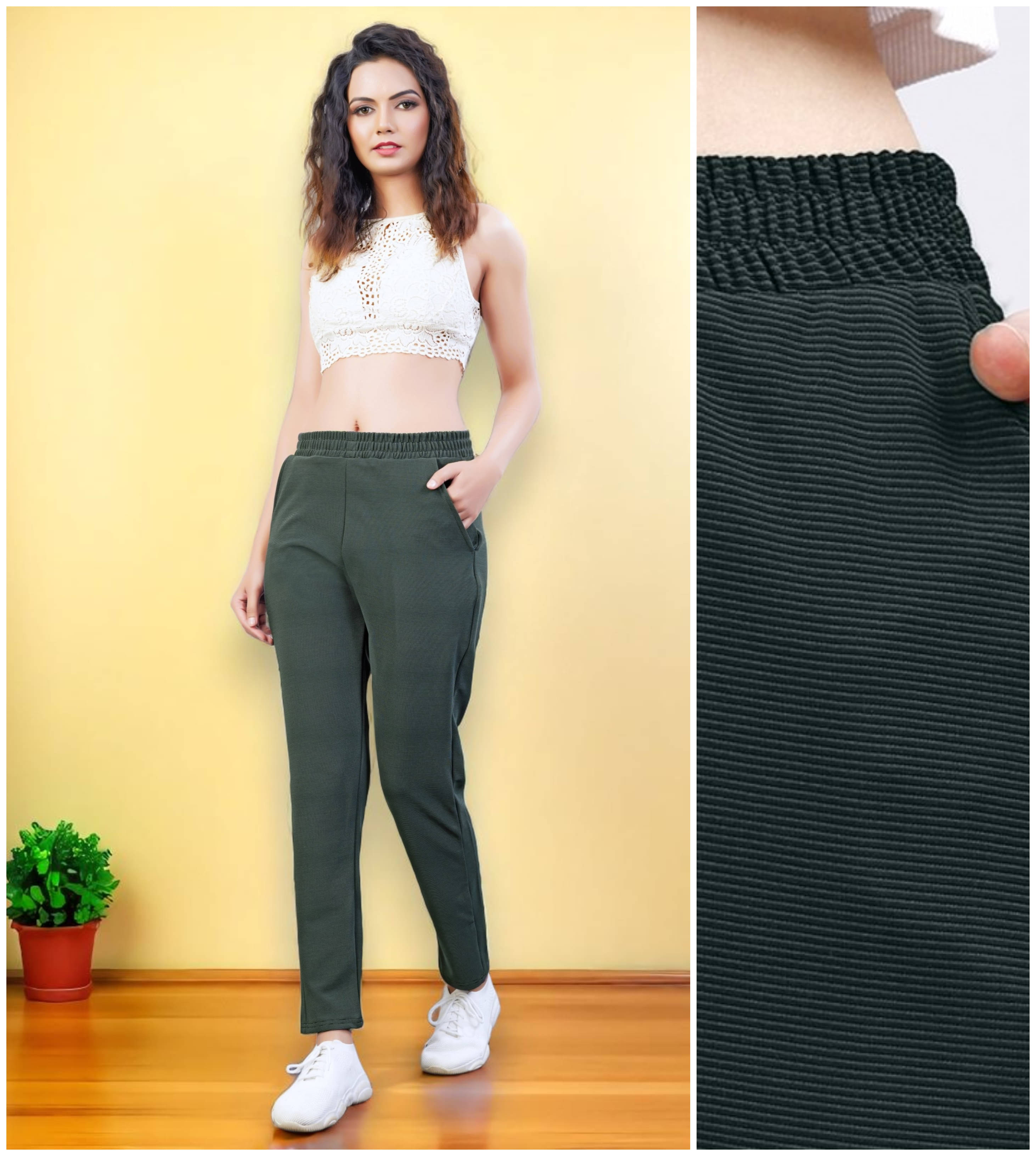     			Leewan Pack of 1 Cotton Straight Women's Joggers ( Green )