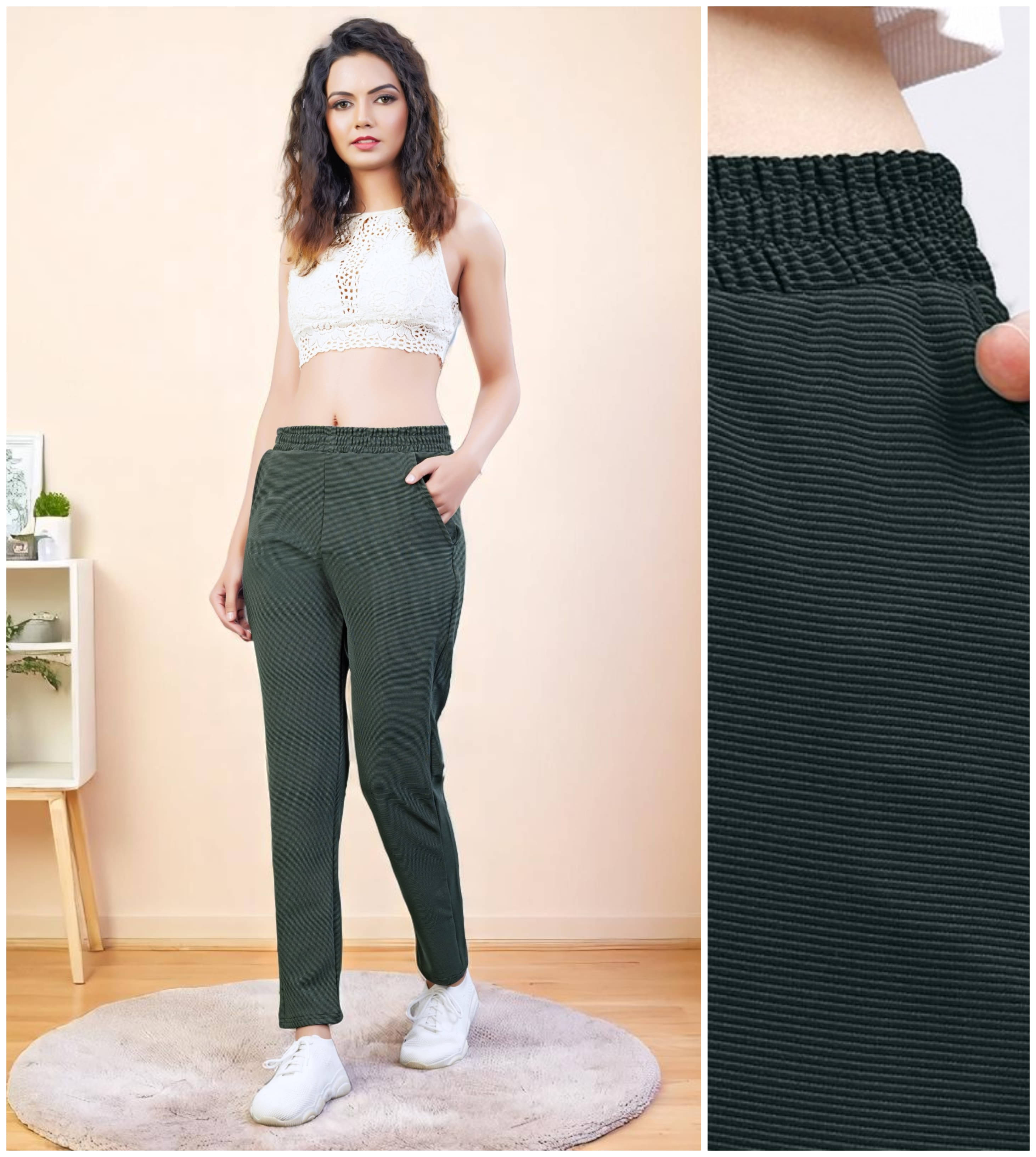     			Leewan Pack of 1 Cotton Straight Women's Casual Pants ( Green )
