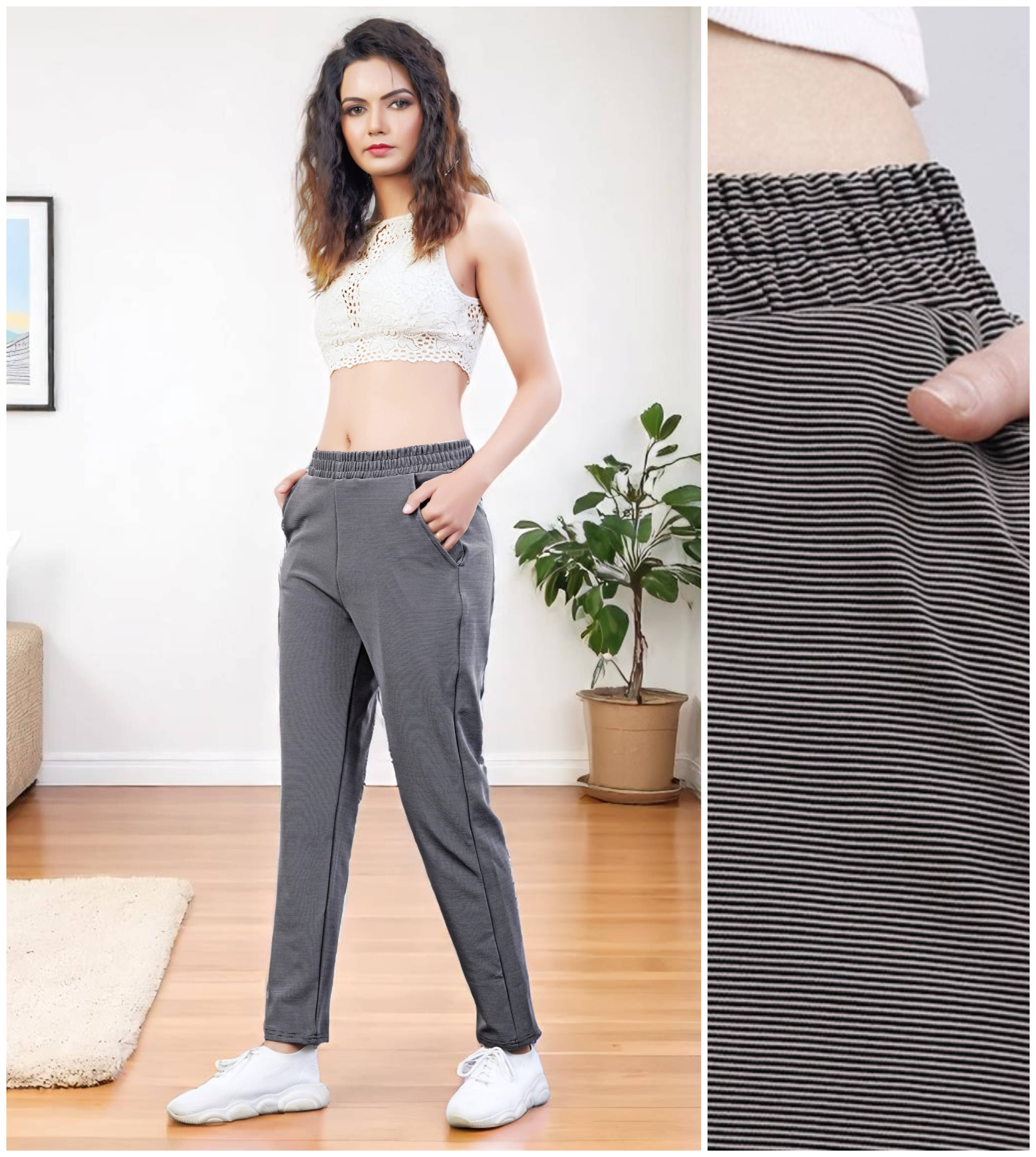     			Leewan Pack of 1 Cotton Straight Women's Casual Pants ( Light Grey )