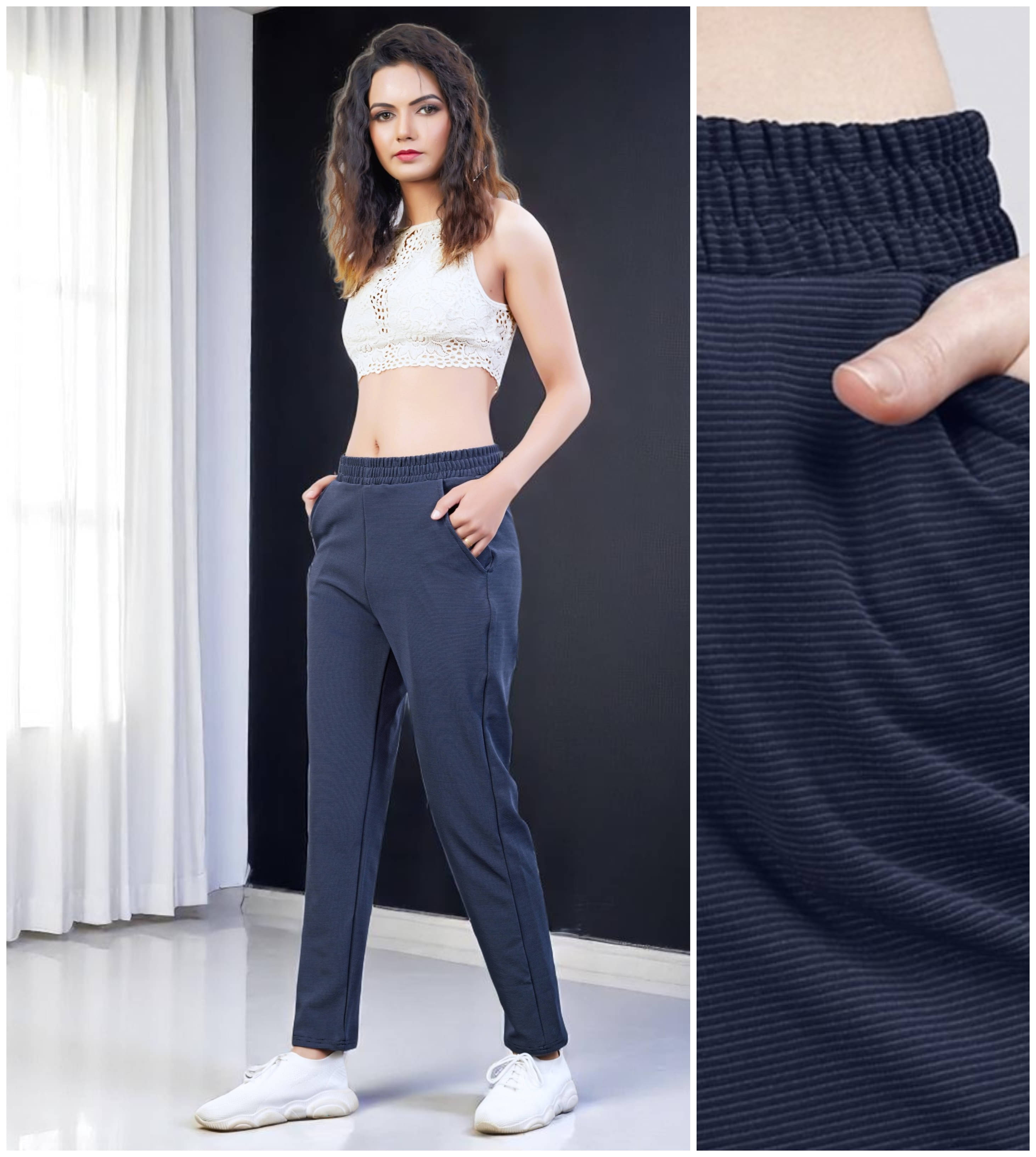     			Leewan Pack of 1 Cotton Straight Women's Joggers ( Navy Blue )