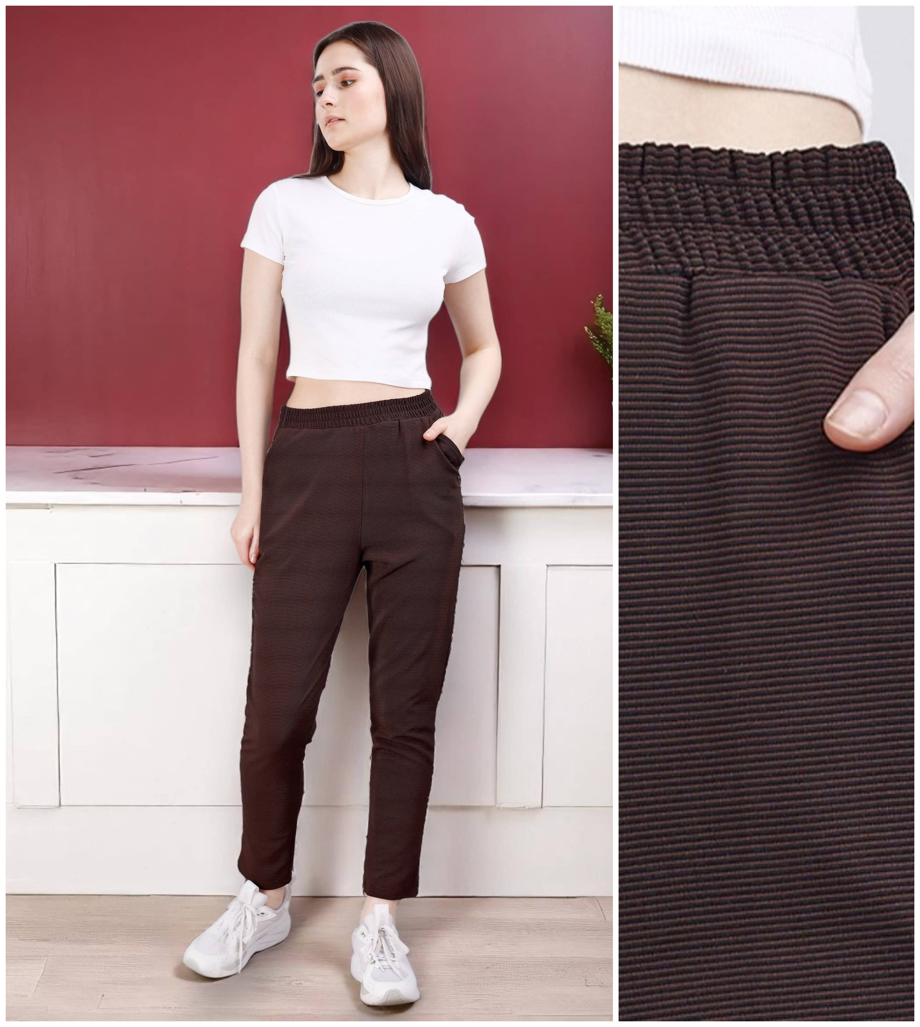     			Leewan Pack of 1 Cotton Straight Women's Casual Pants ( Brown )