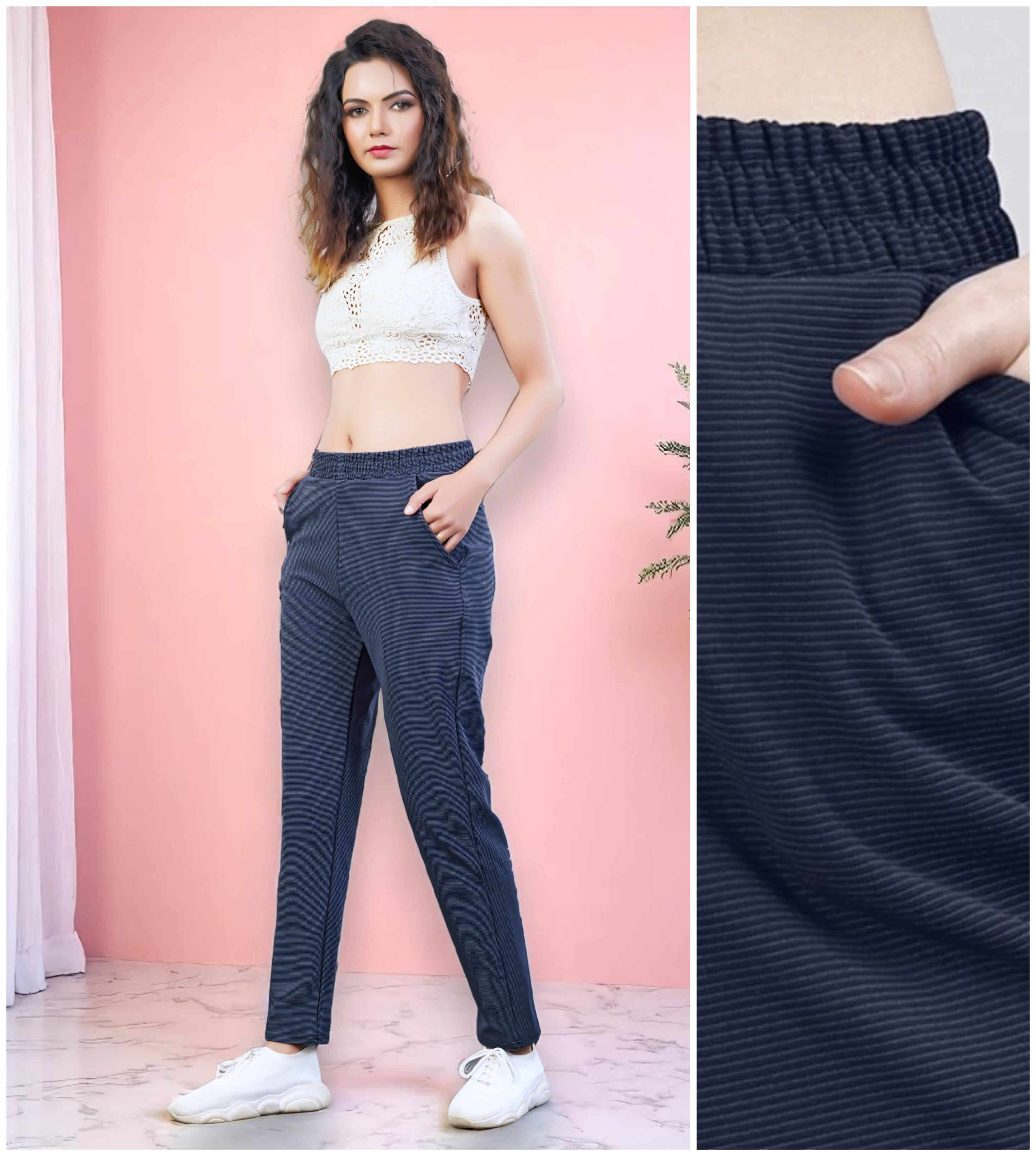     			Leewan Pack of 1 Cotton Straight Women's Joggers ( Navy Blue )