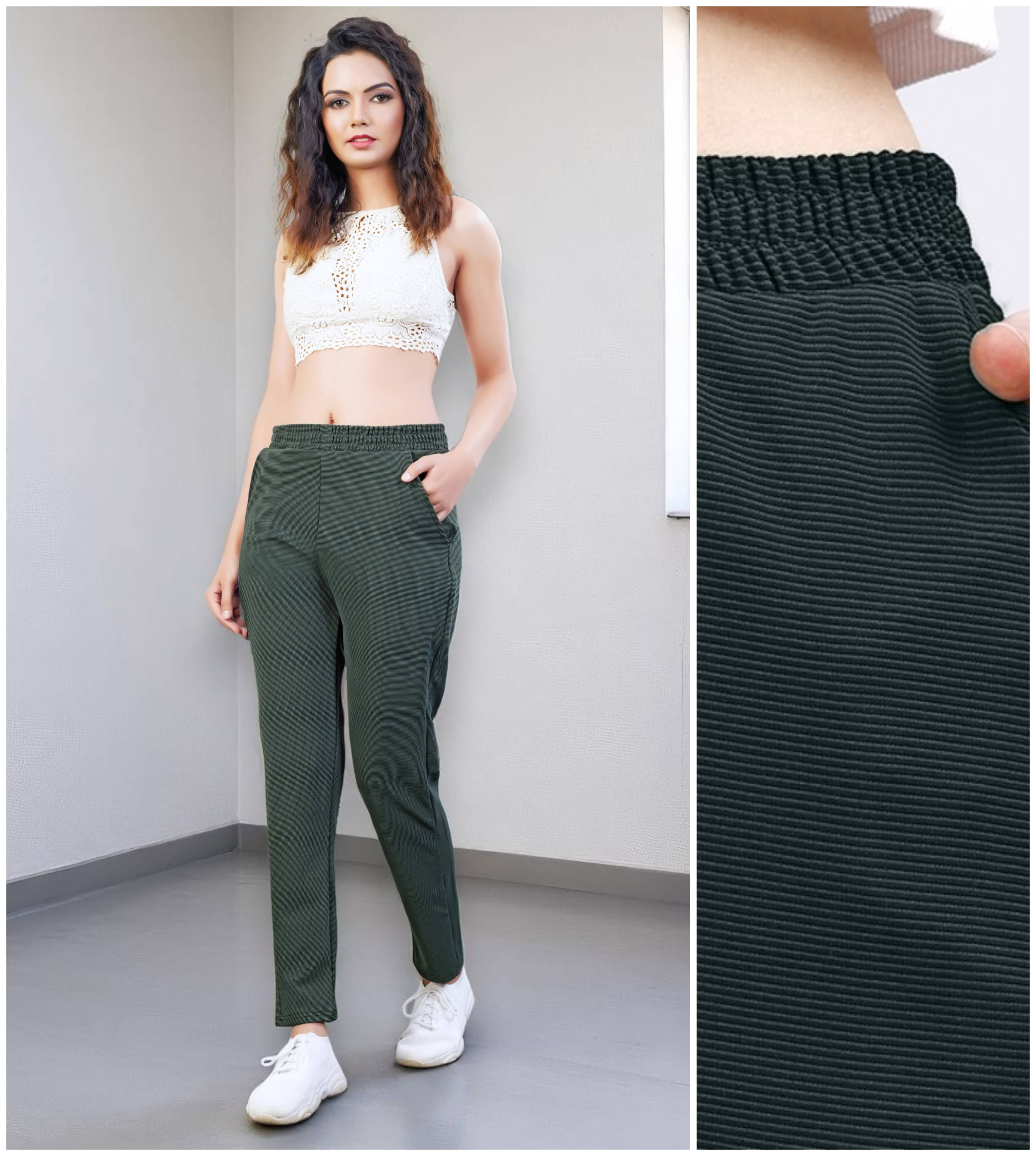     			Leewan Pack of 1 Cotton Straight Women's Joggers ( Green )
