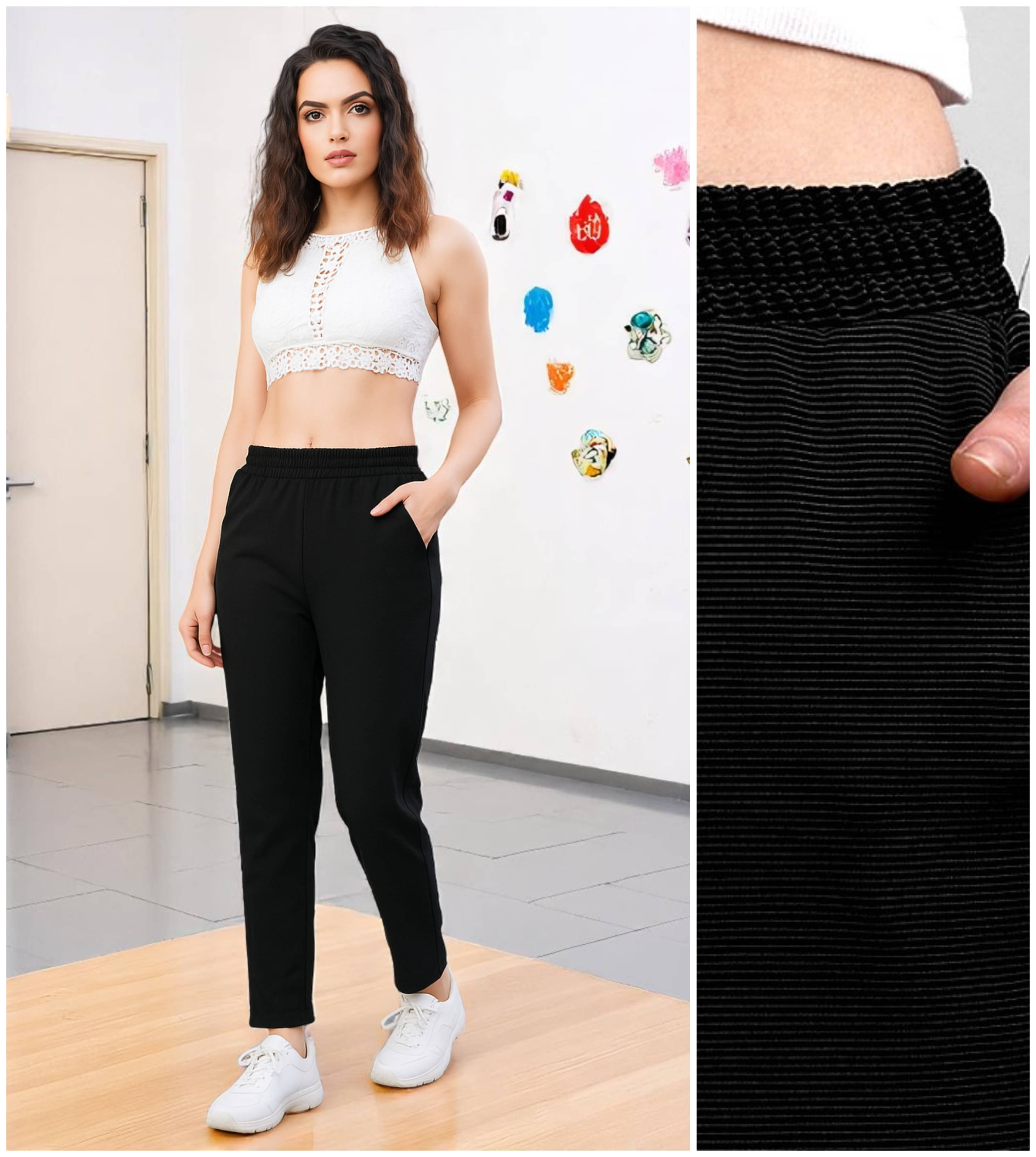     			Leewan Pack of 1 Cotton Blend Straight Women's Joggers ( Black )