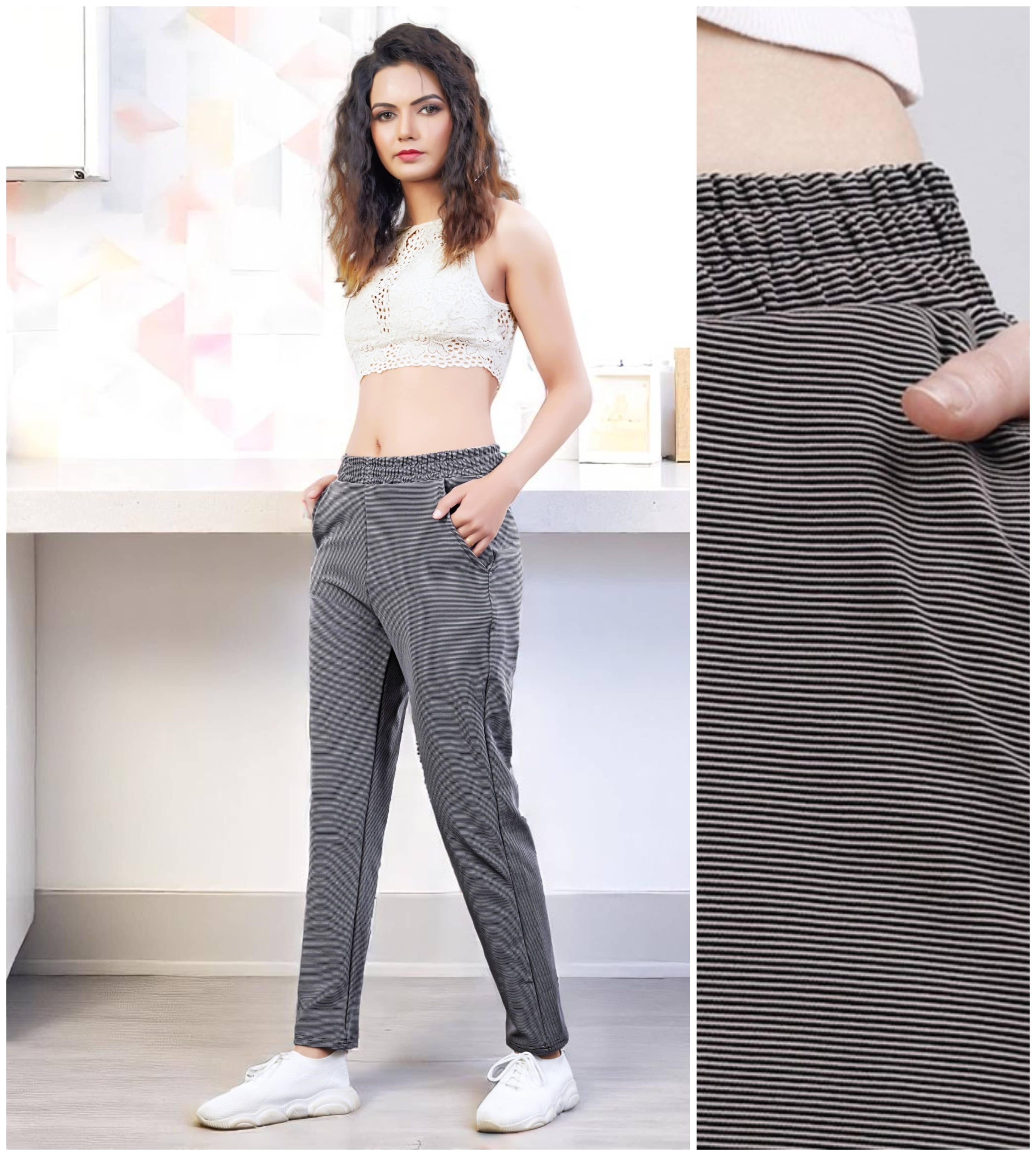     			Leewan Pack of 1 Cotton Straight Women's Casual Pants ( Light Grey )