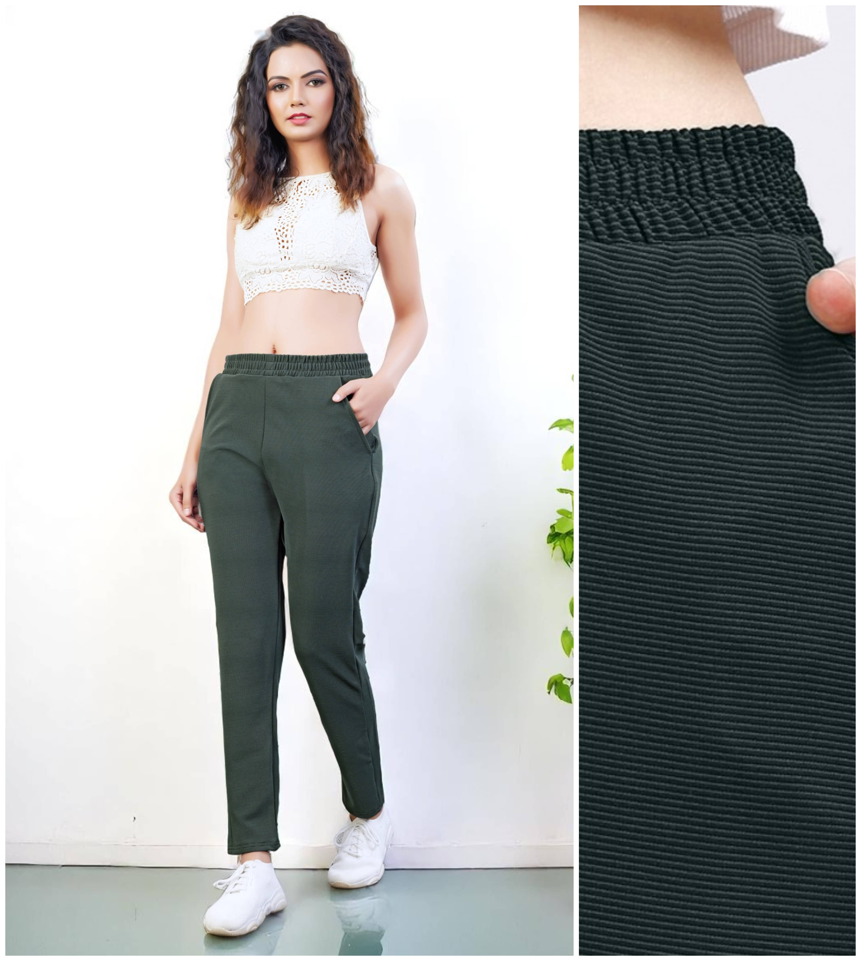     			Leewan Pack of 1 Cotton Straight Women's Joggers ( Green )