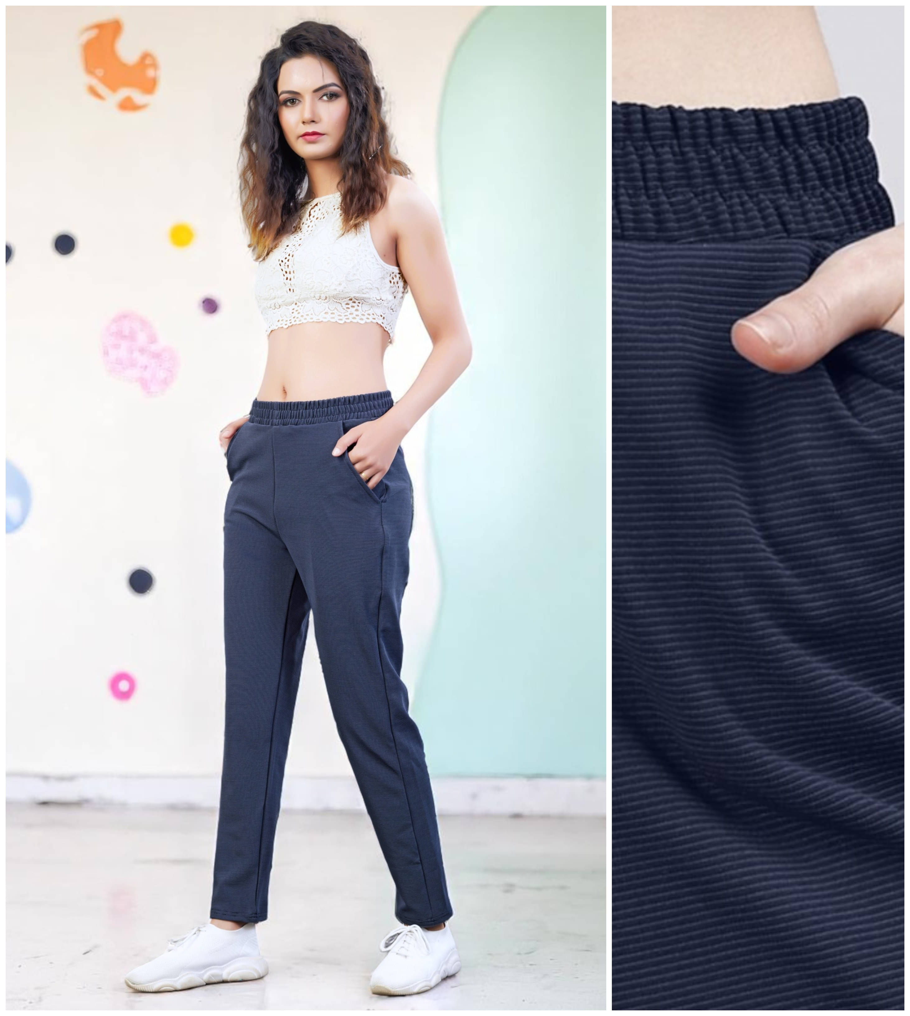     			Leewan Pack of 1 Cotton Blend Straight Women's Joggers ( Navy Blue )