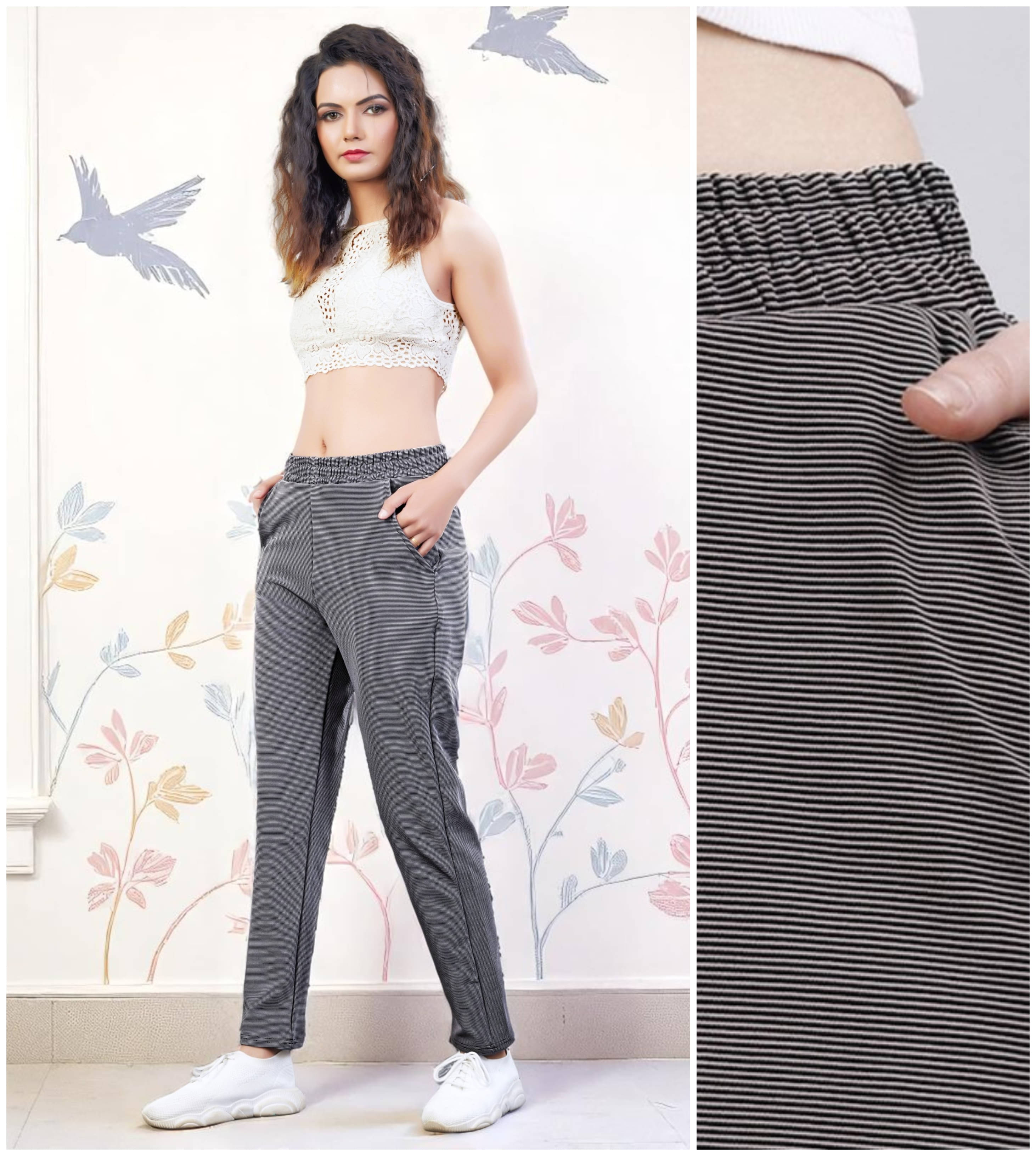     			Leewan Pack of 1 Cotton Blend Straight Women's Casual Pants ( Light Grey )