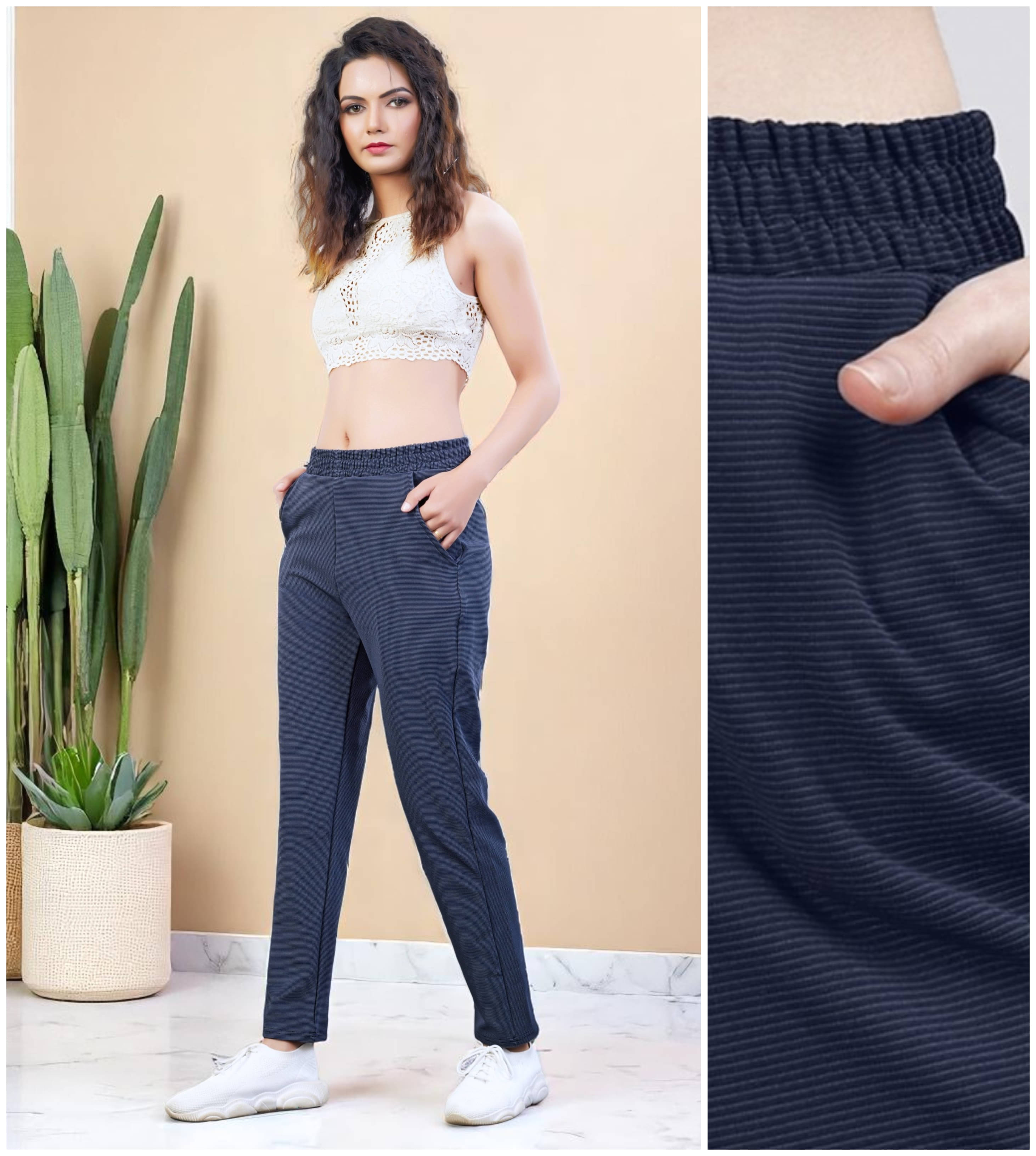     			Leewan Pack of 1 Cotton Straight Women's Joggers ( Navy Blue )