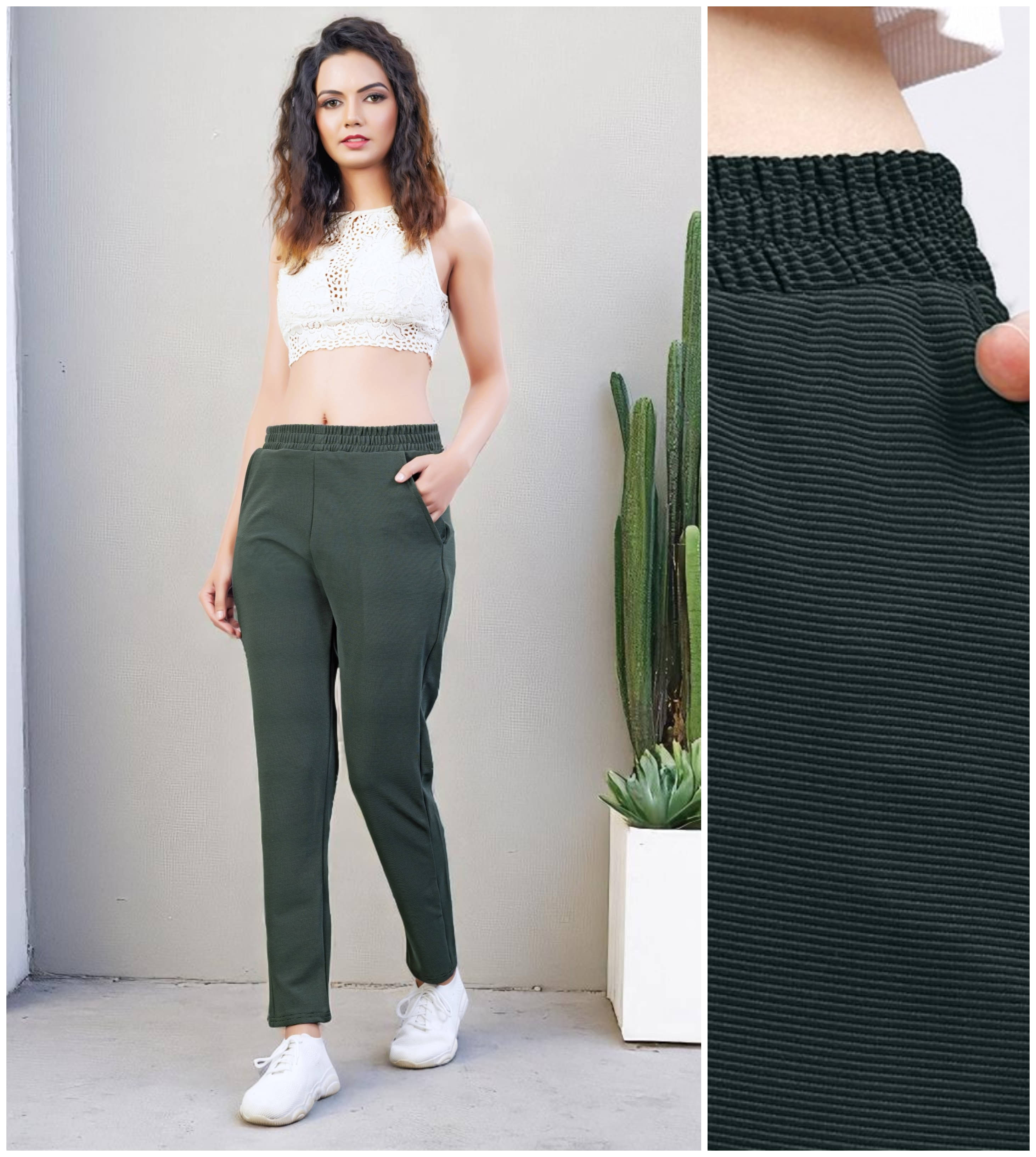    			Leewan Pack of 1 Cotton Straight Women's Joggers ( Green )