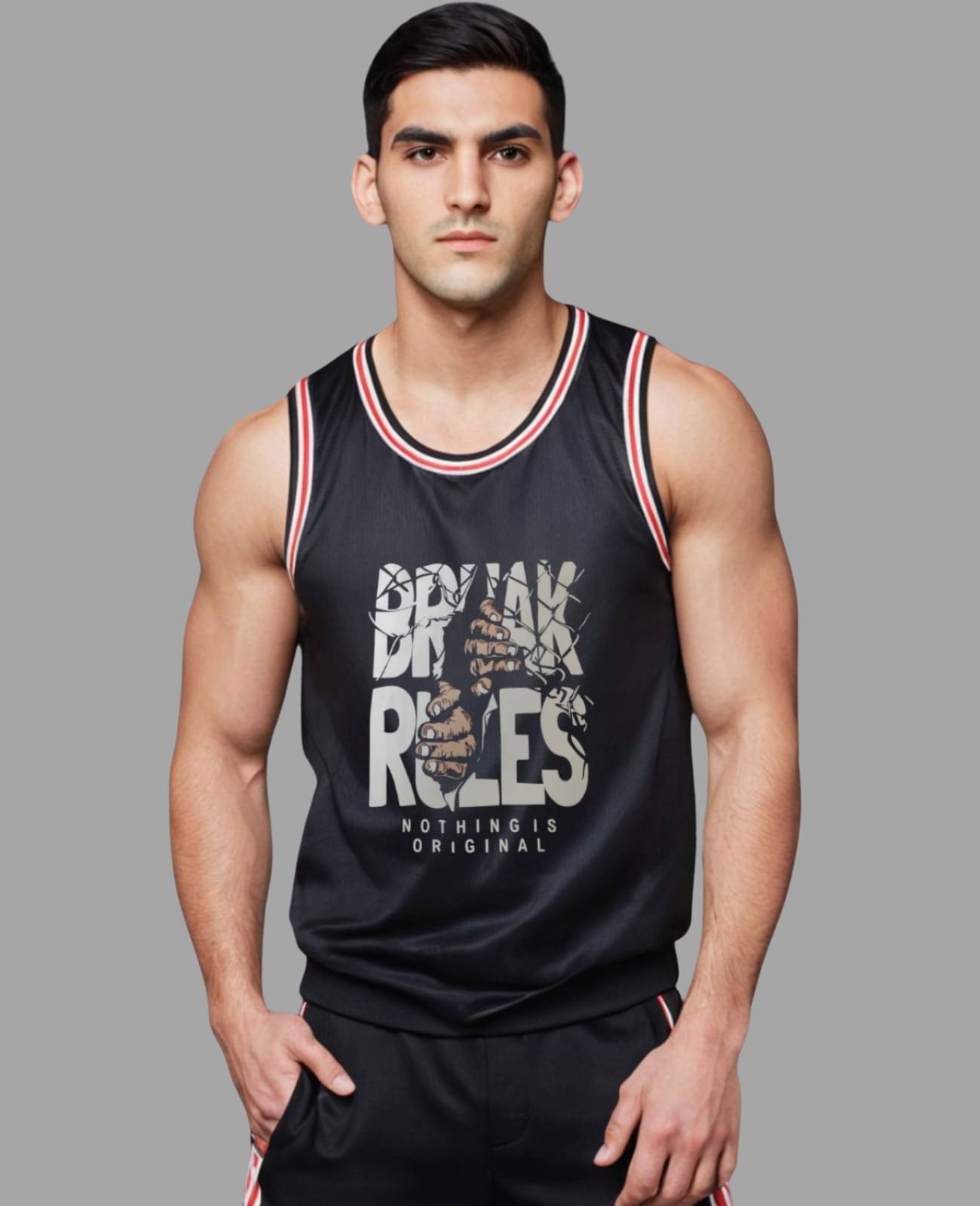 Looks United Pack of 1 Polyester Gym Vest For Men ( Black ) Looks United Pack of 1 Polyester Gym Vest For Men ( Black )