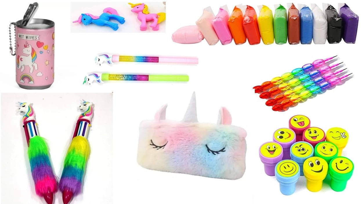 MINDFIT Combo Pack of 8 Unicorn Theme Stationary Birthday Gift Item For Kids Boys Girls MINDFIT Combo Pack of 8 Unicorn Theme Stationary Birthday Gift Item For Kids Boys Girls