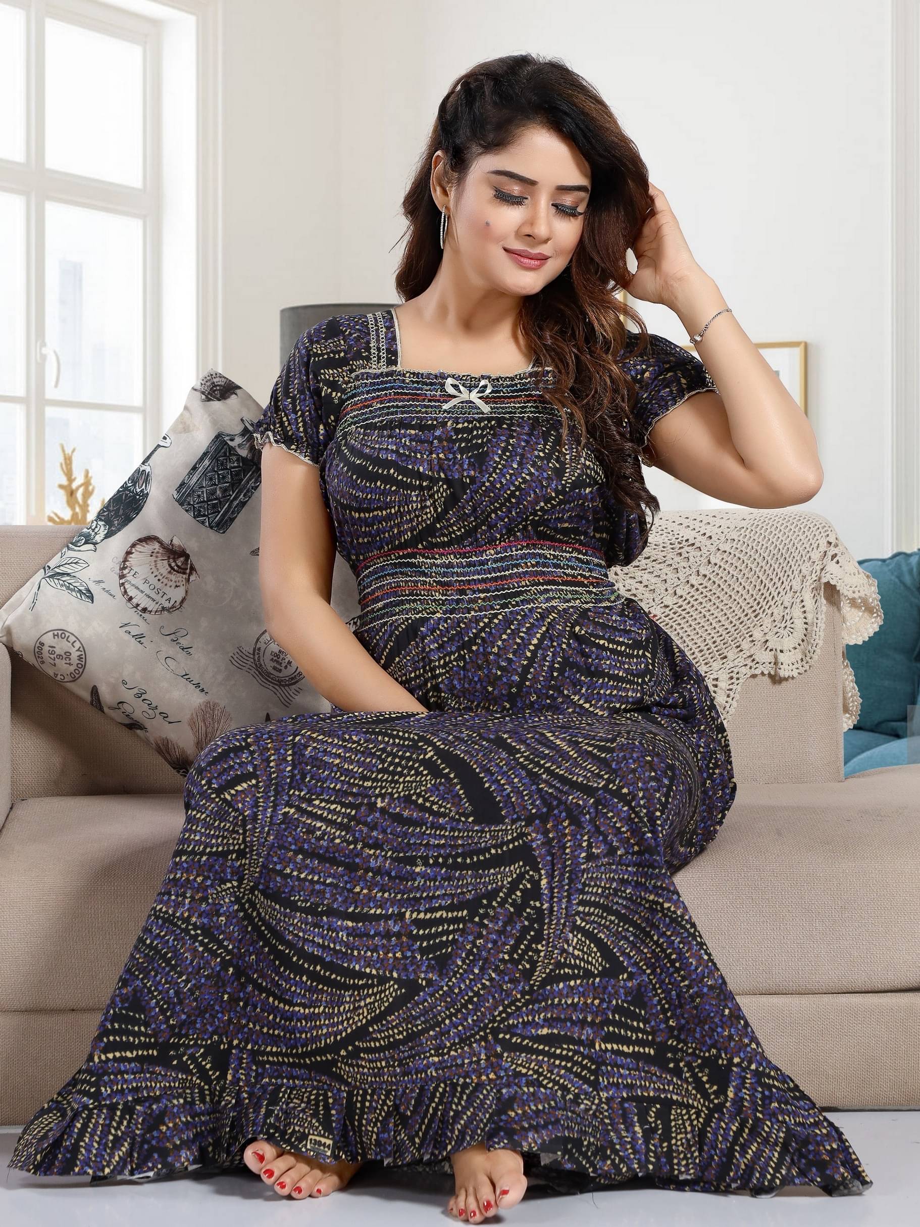     			Mallinath Multicolor Cotton Women's Nightwear Night Dress ( Pack of 1 )