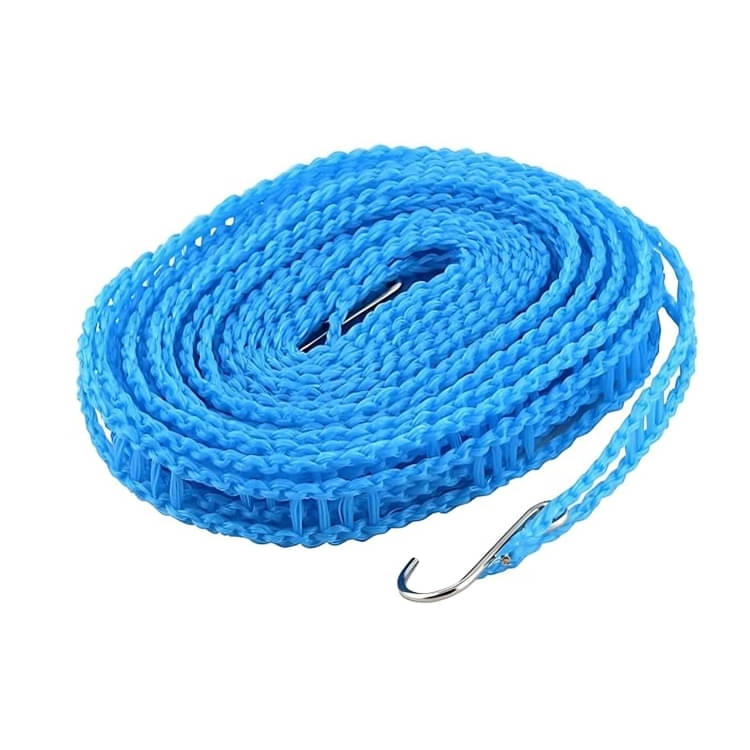     			Meghal 5 Meters Windproof Anti-Slip Clothes Washing Line Drying Nylon Rope with 2 Hooks (pack of 1)