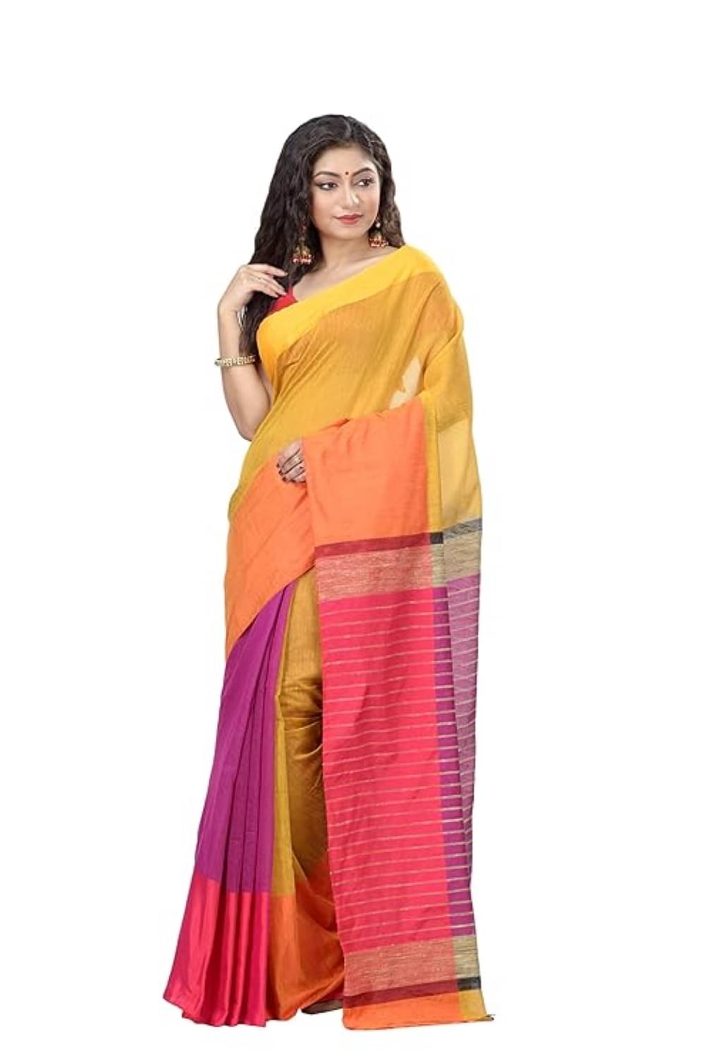     			PIYARI FASHION Cotton Blend Woven Narayanpet Saree With Unstitched Blouse Piece ( Pink )