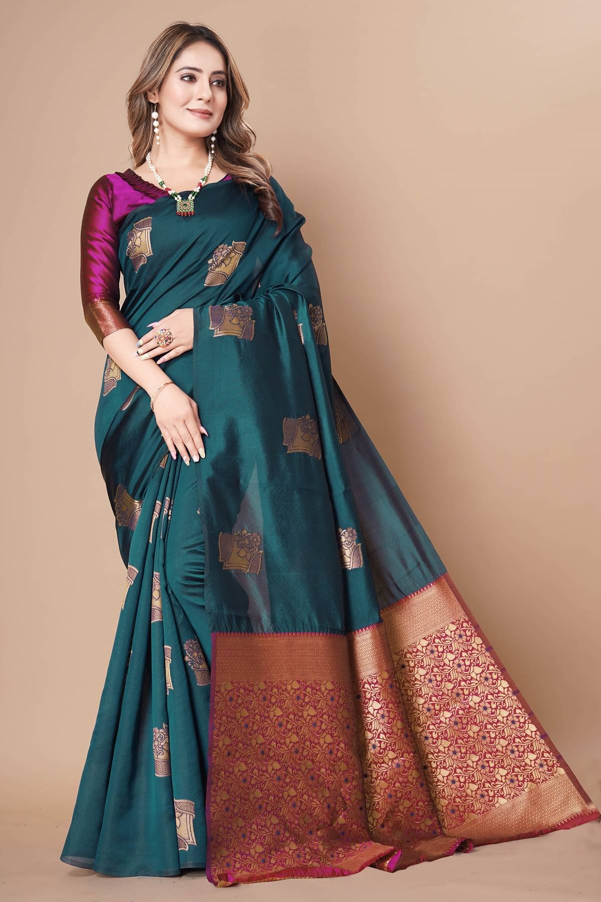 Semore Art Silk Embellished Banarasi saree With Unstitched Blouse Piece ( Purple ) Semore Art Silk Embellished Banarasi saree With Unstitched Blouse Piece ( Purple )