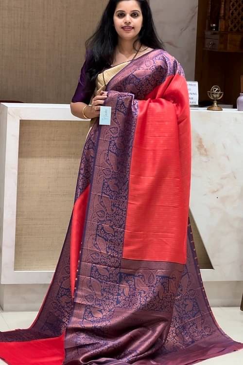     			Semore Art Silk Embellished Banarasi saree With Unstitched Blouse Piece ( Red )