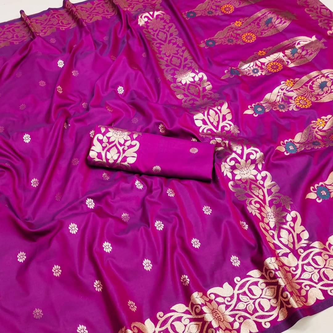     			Semore Art Silk Solid Banarasi saree With Unstitched Blouse Piece ( Pink )