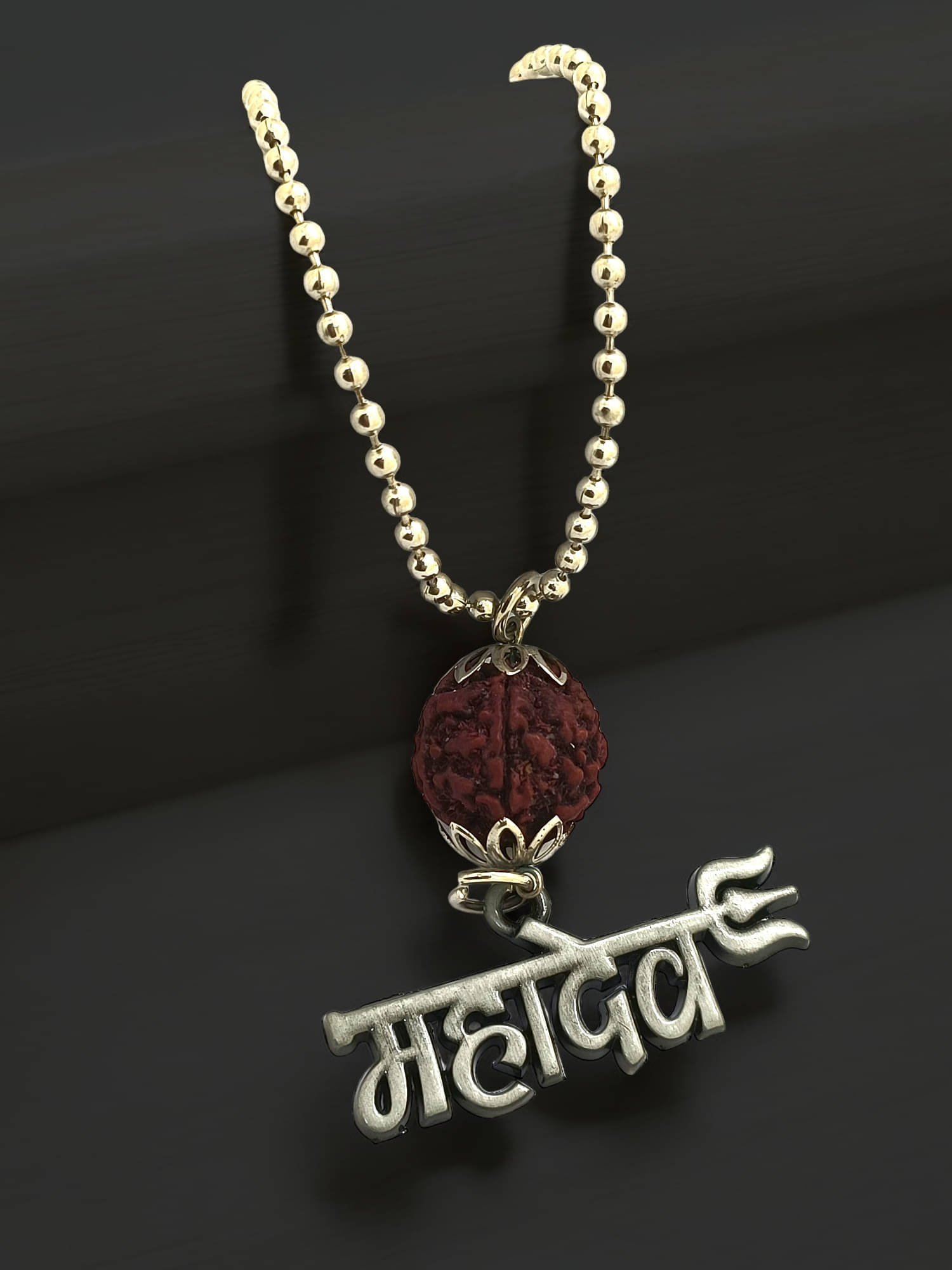     			Silver Plated Mahadev Rudraksha Men's Chain With Pendant