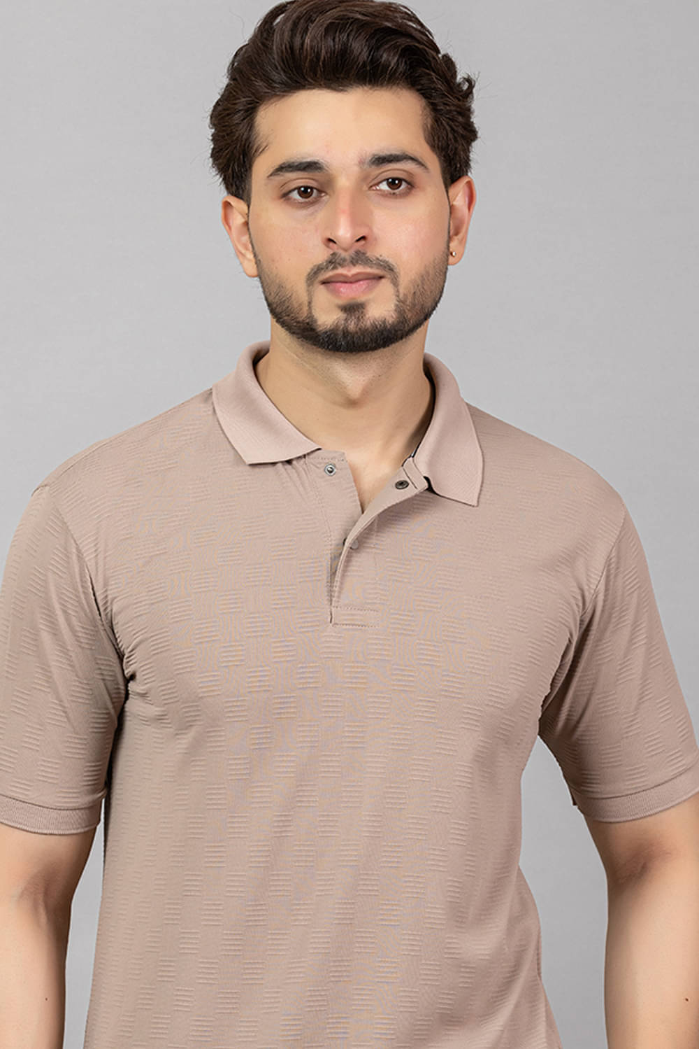 TRIUS Men Cotton Blend Regular Fit Self Design Polo T Shirt ( Brown ) TRIUS Men Cotton Blend Regular Fit Self Design Polo T Shirt ( Brown )