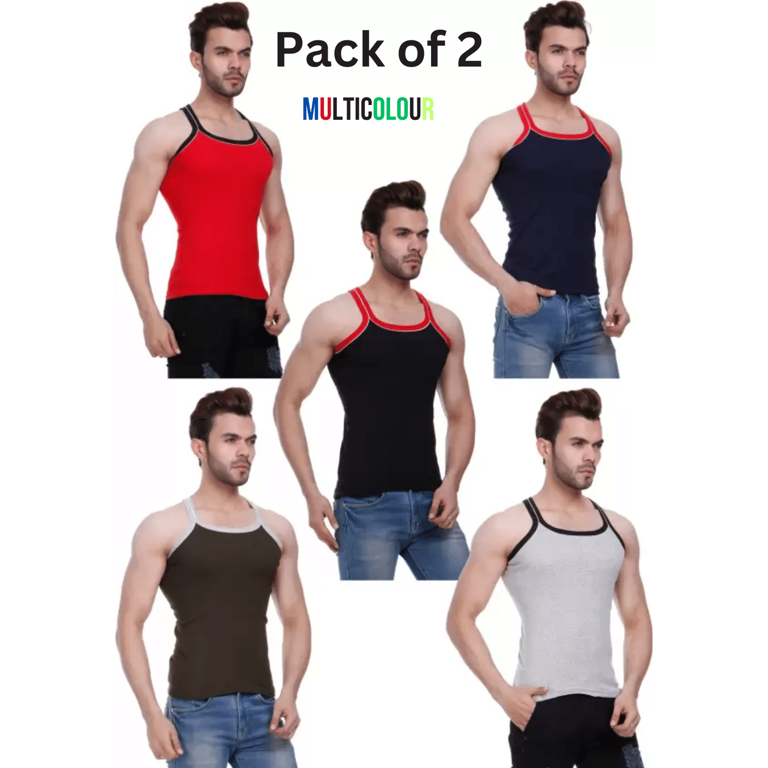     			Trust Jone Shop Pack of 2 Cotton Blend Gym Vest For Men ( Multicolor )
