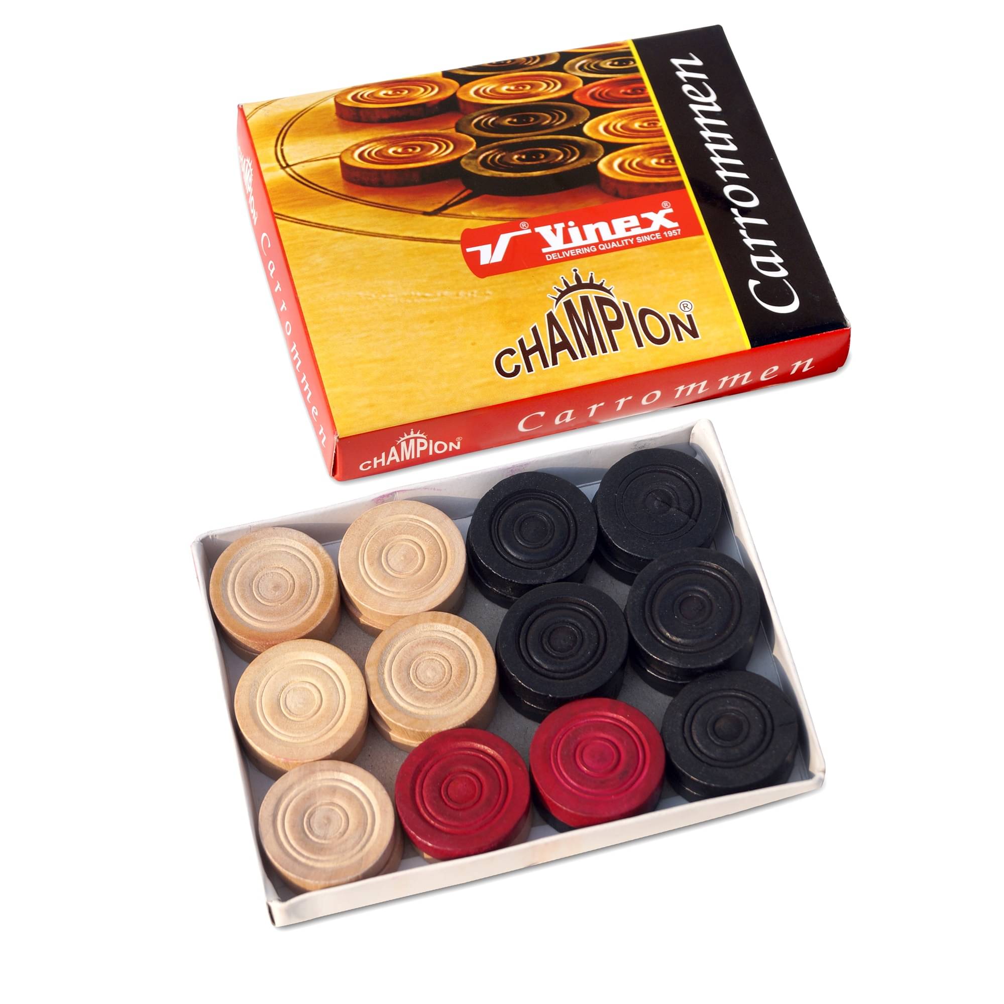     			Vinex Premium Carrom Coins Set – 24 Smooth Wooden Carrommen | Tournament Grade Coins for Carrom Board | Durable, Polished Carrom Pieces for Professional & Casual Play