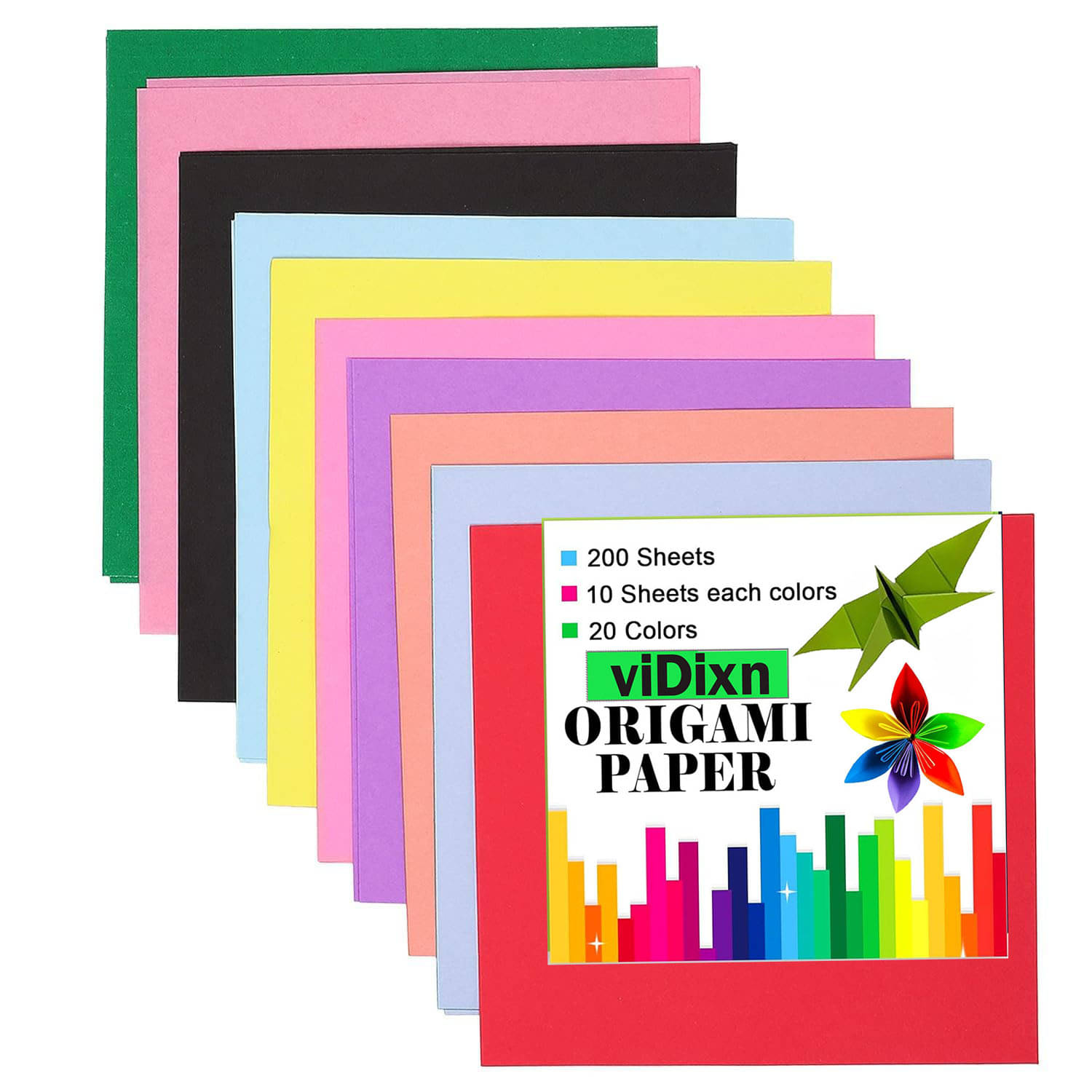 viDixn (VDX-10) DIY Square Origami Paper Double Sides Solid Color Folding Paper Multicolor Kids Handmade Scrapbooking Craft Accessories Unruled (15 x 15) Origami Paper (Mixed Color_ 200-Pcs_Pack of 1) viDixn (VDX-10) DIY Square Origami Paper Double Sides Solid Color Folding Paper Multicolor Kids Handmade Scrapbooking Craft Accessories Unruled (15 x 15) Origami Paper (Mixed Color_ 200-Pcs_Pack of 1)