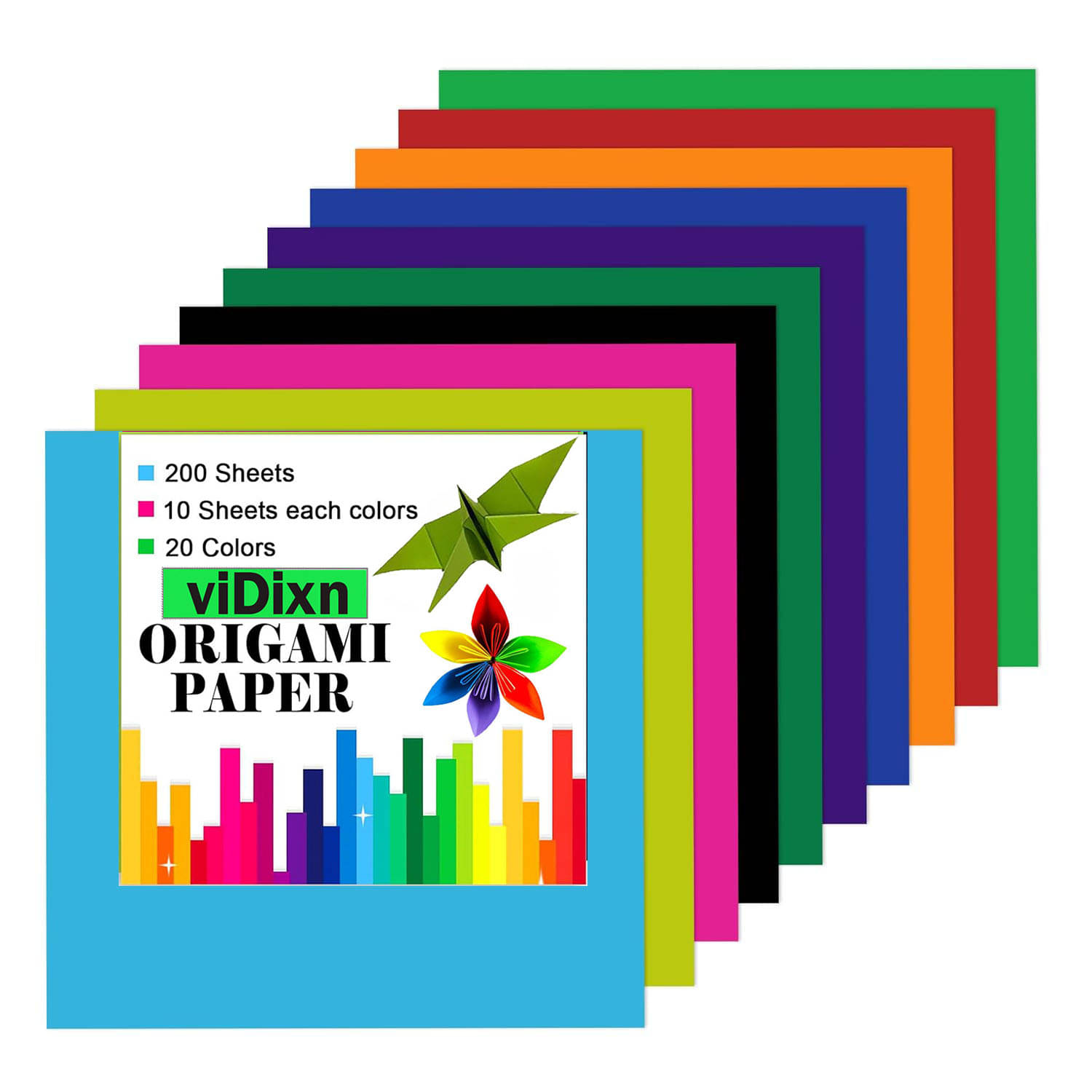 viDixn (VDX-4) DIY Square Origami Paper Double Sides Solid Color Folding Paper Multicolor Kids Handmade Scrapbooking Craft Accessories Unruled (15 x 15) Origami Paper (Mixed Color_ 200-Pcs_Pack of 1) viDixn (VDX-4) DIY Square Origami Paper Double Sides Solid Color Folding Paper Multicolor Kids Handmade Scrapbooking Craft Accessories Unruled (15 x 15) Origami Paper (Mixed Color_ 200-Pcs_Pack of 1)
