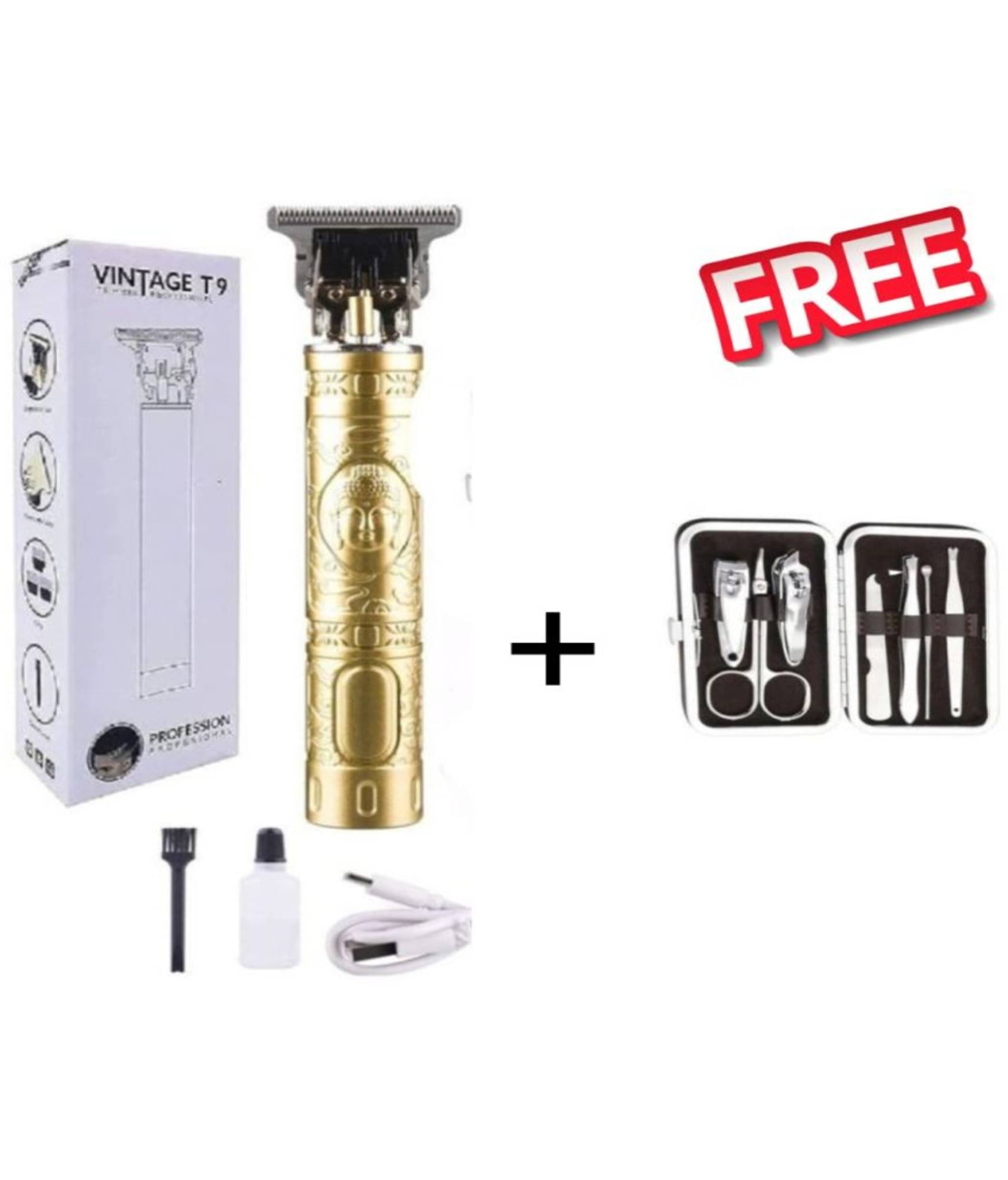     			wagari T9 Plastic+7 Pcs Kit Gold Cordless Beard Trimmer With 60 minutes Runtime