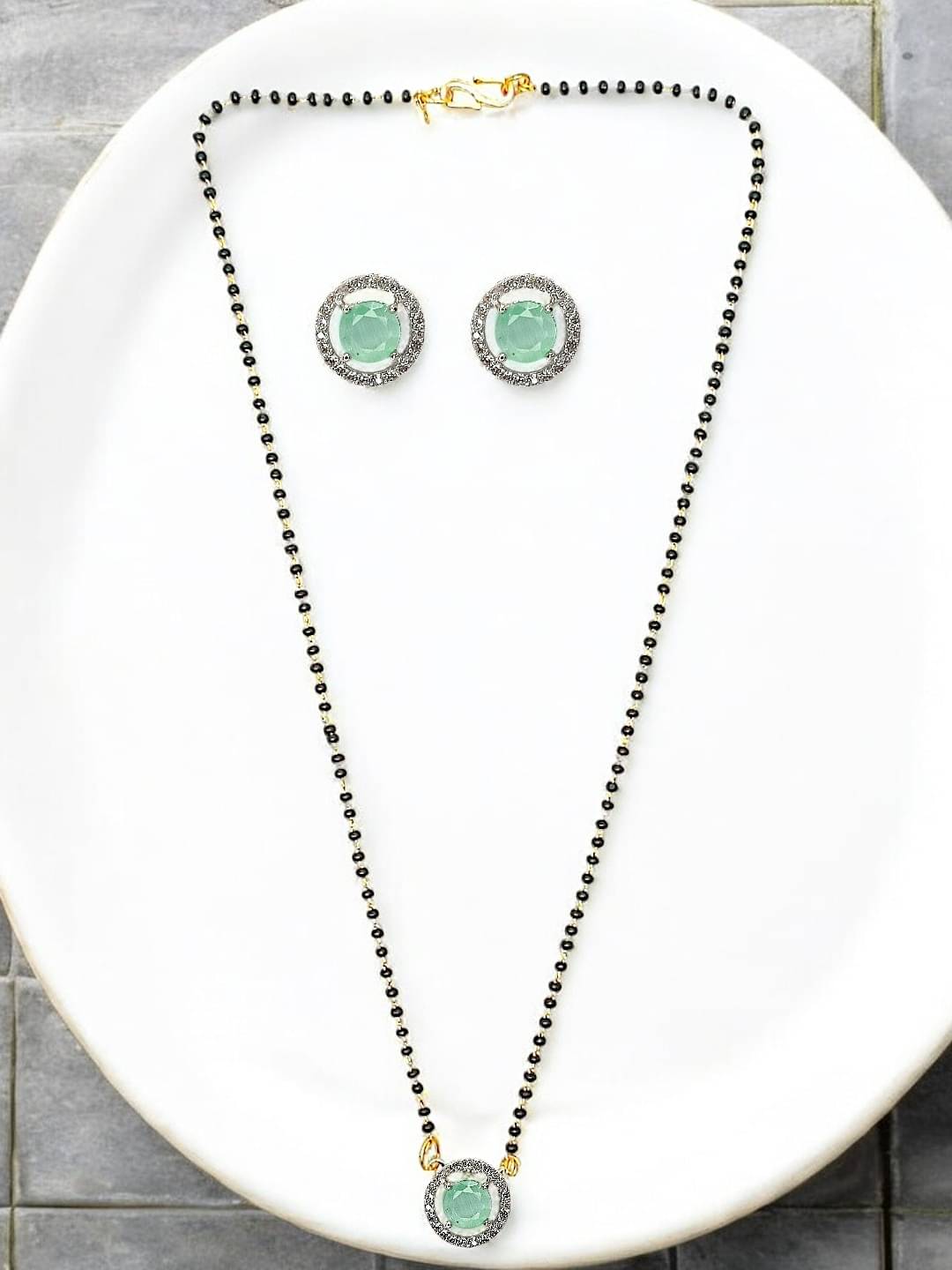 9blings Green Mangalsutra Set ( Pack of 1 ) 9blings Green Mangalsutra Set ( Pack of 1 )