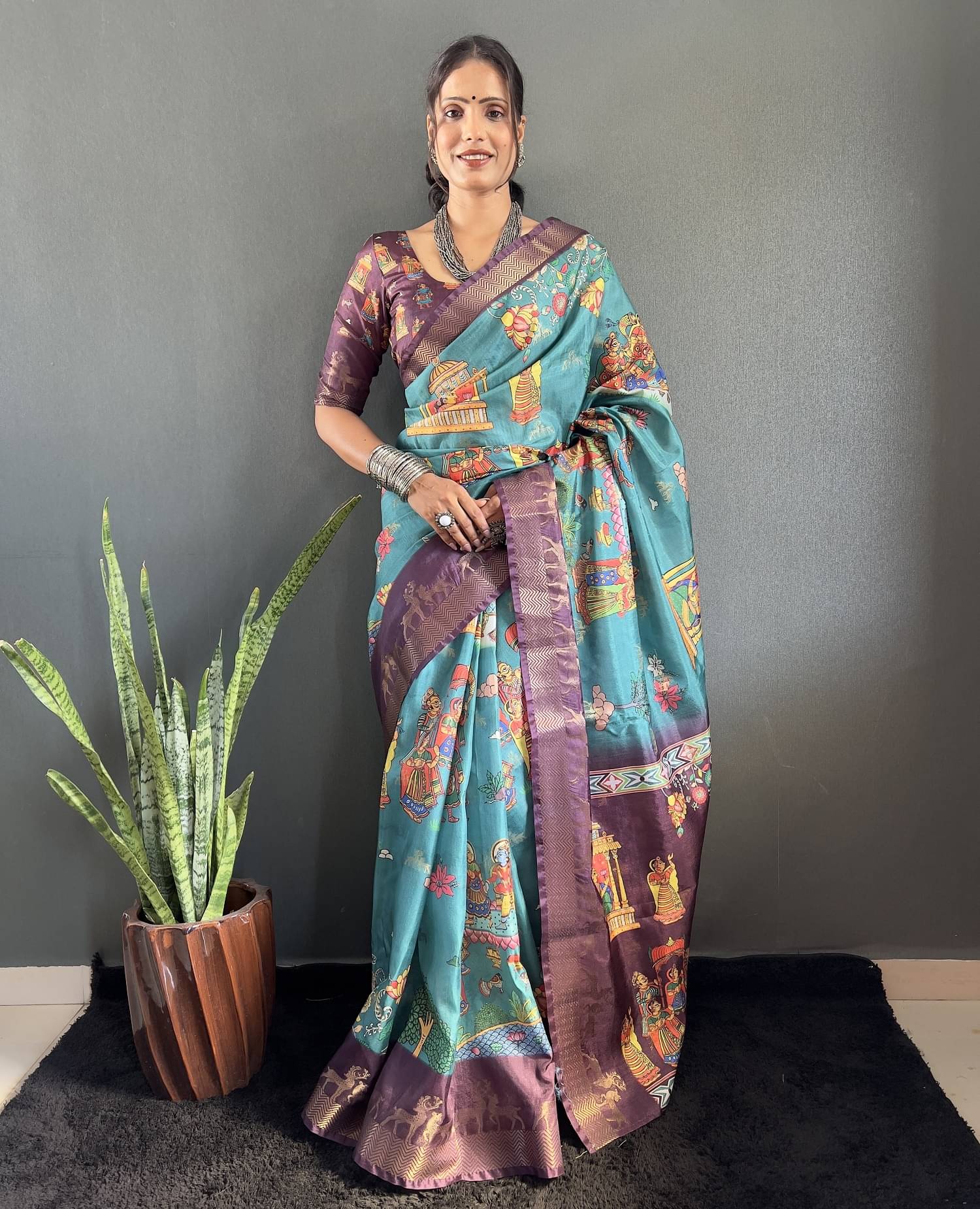 A TO Z CART Art Silk Embellished Paithani Sarees With Unstitched Blouse Piece ( Rama ) A TO Z CART Art Silk Embellished Paithani Sarees With Unstitched Blouse Piece ( Rama )