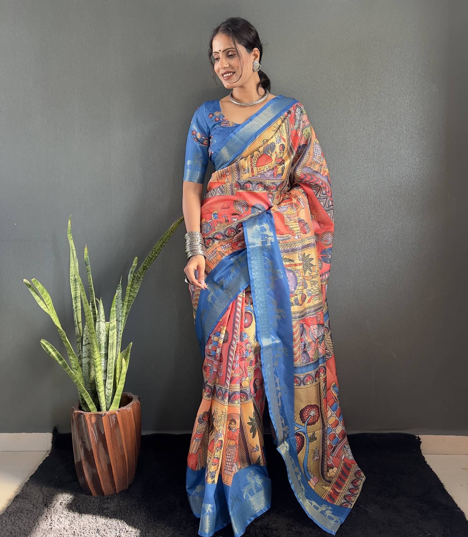     			A TO Z CART Art Silk Embellished Paithani Sarees With Unstitched Blouse Piece ( Red )