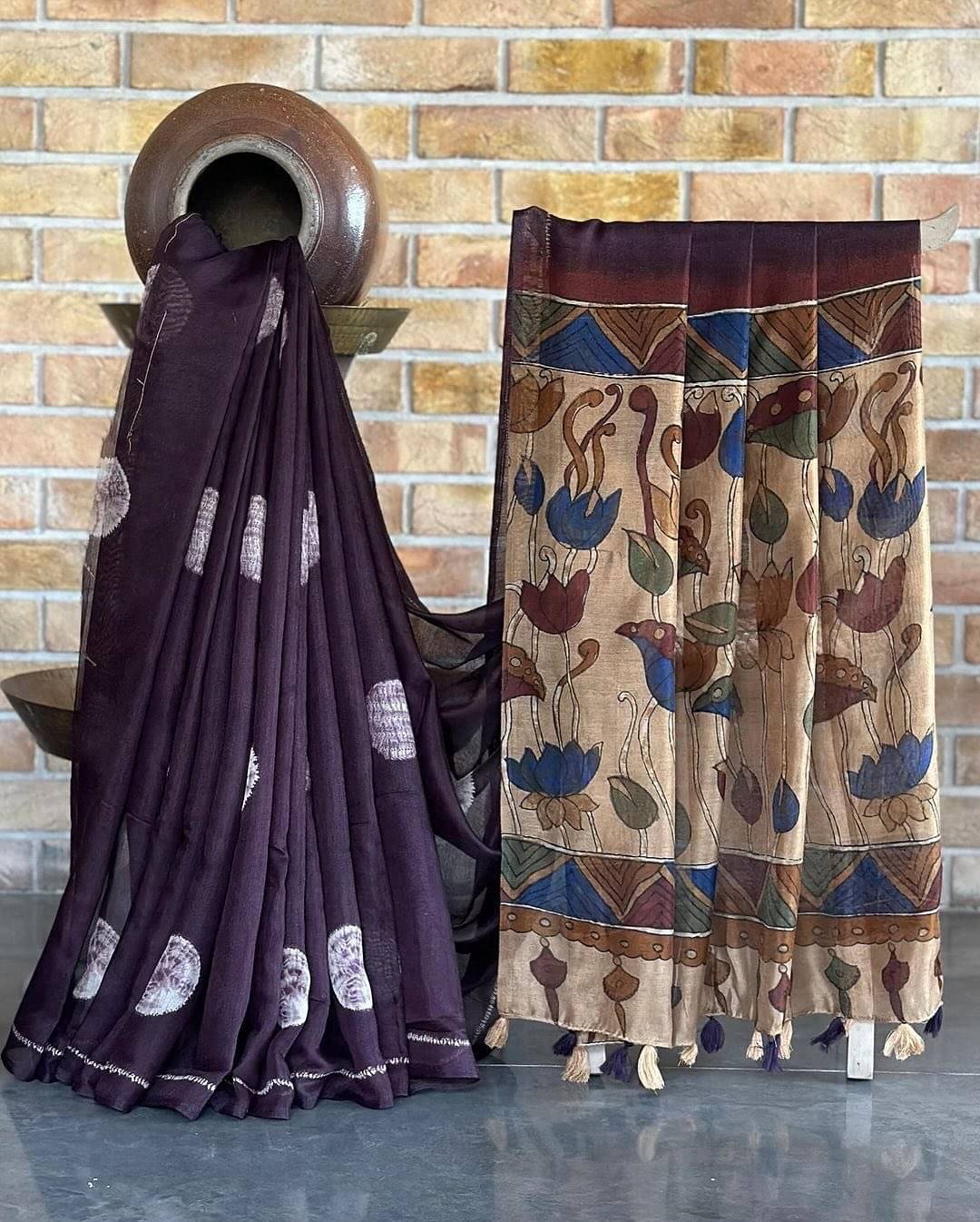     			A TO Z CART Linen Embellished Paithani Sarees With Unstitched Blouse Piece ( Wine )