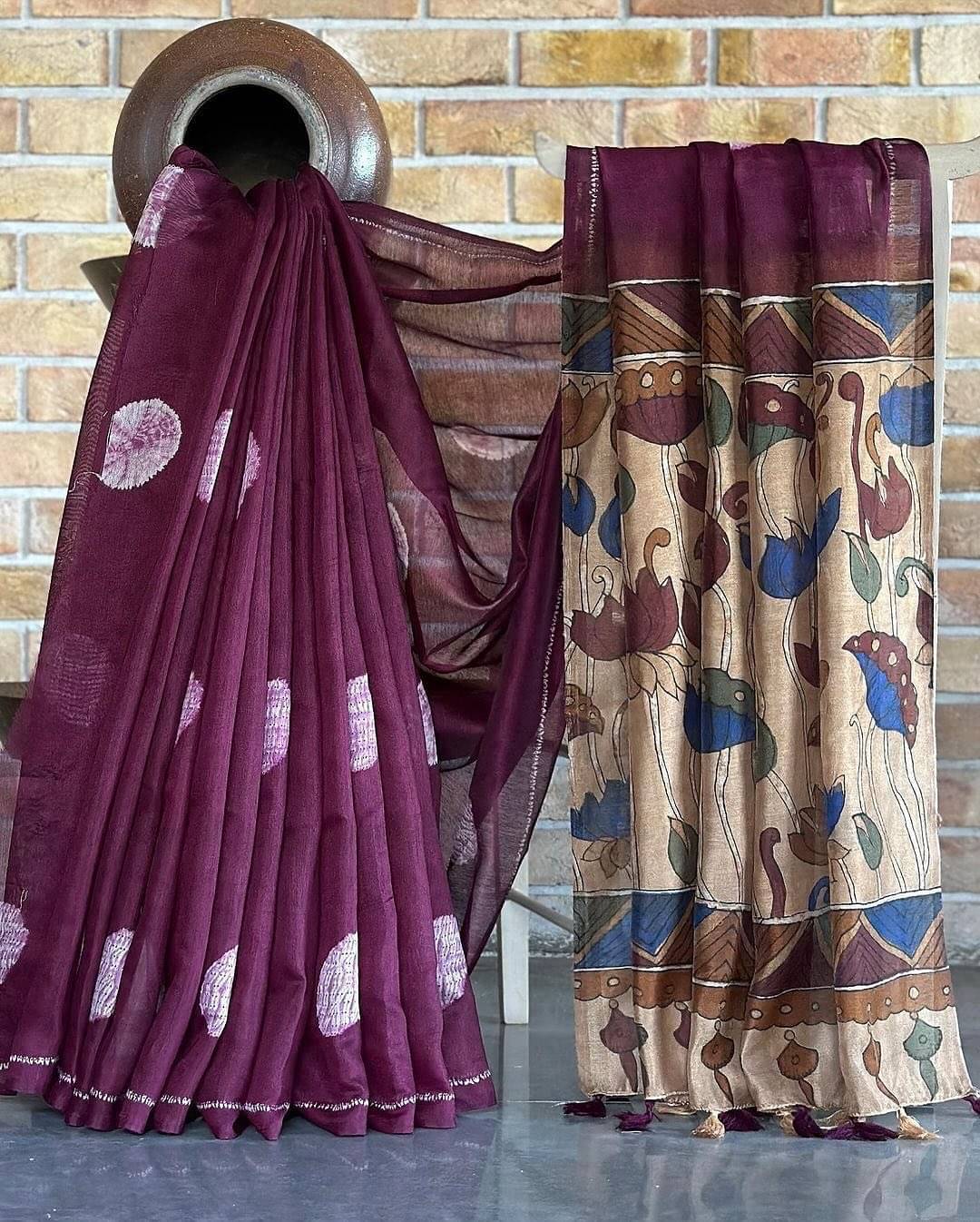     			A TO Z CART Linen Embellished Paithani Sarees With Unstitched Blouse Piece ( Magenta )