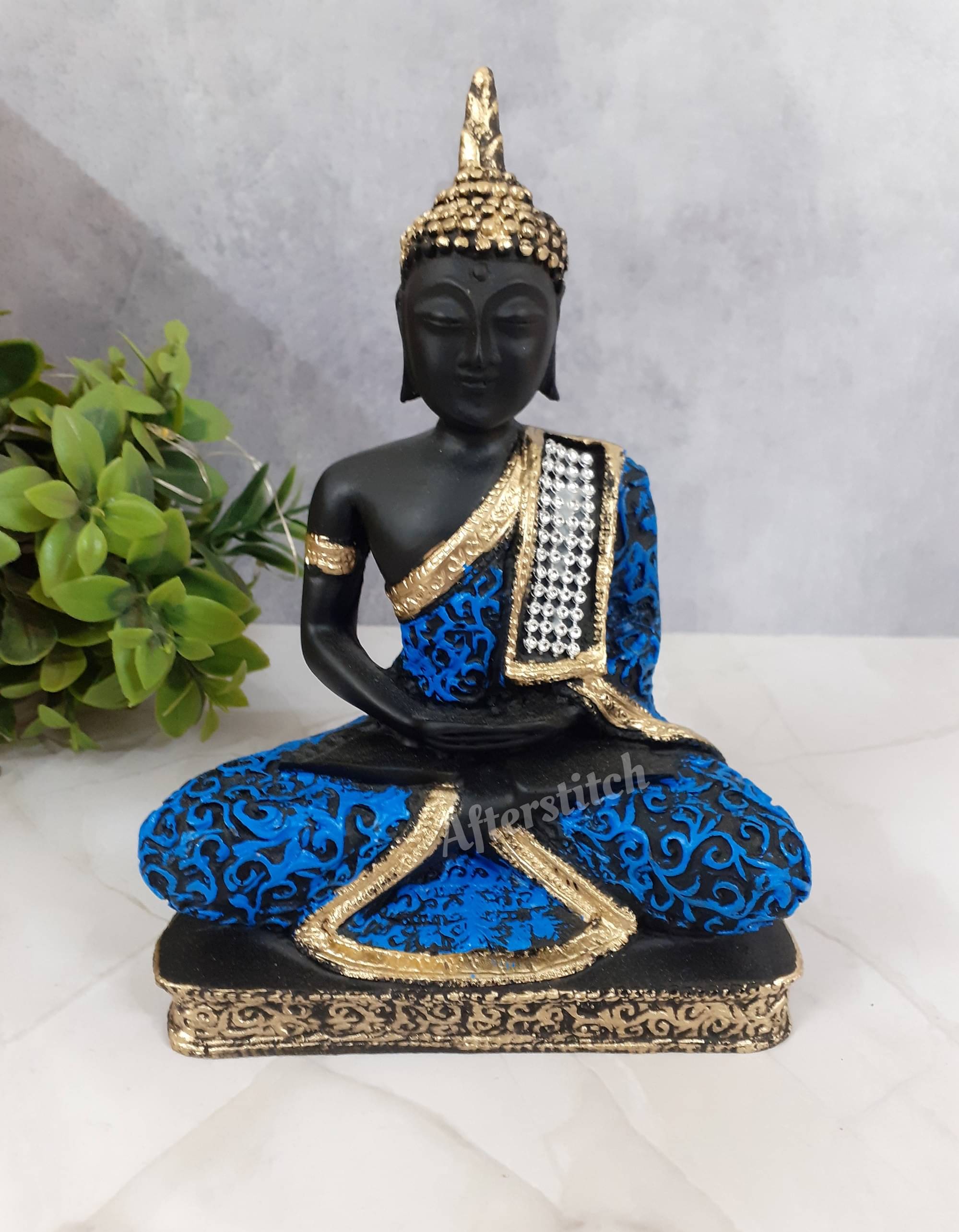 AFTERSTITCH Maditation buddha idol for home office decor showpiece Lord Gautam Budh Green (Pack of 1) AFTERSTITCH Maditation buddha idol for home office decor showpiece Lord Gautam Budh Green (Pack of 1)