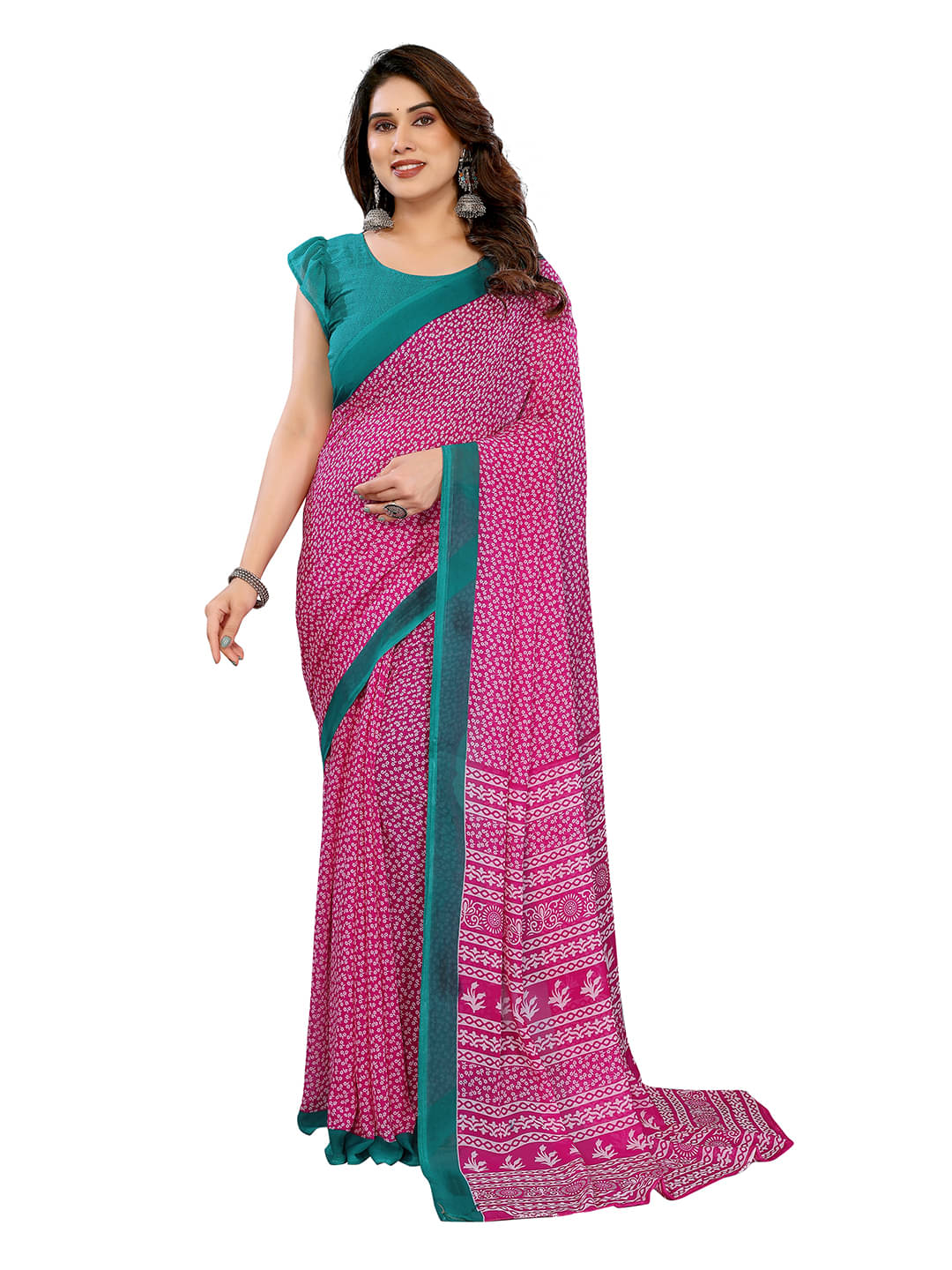 ANAND SAREES Georgette Printed Ilkal Saree With Unstitched Blouse Piece ( Pink ) ANAND SAREES Georgette Printed Ilkal Saree With Unstitched Blouse Piece ( Pink )