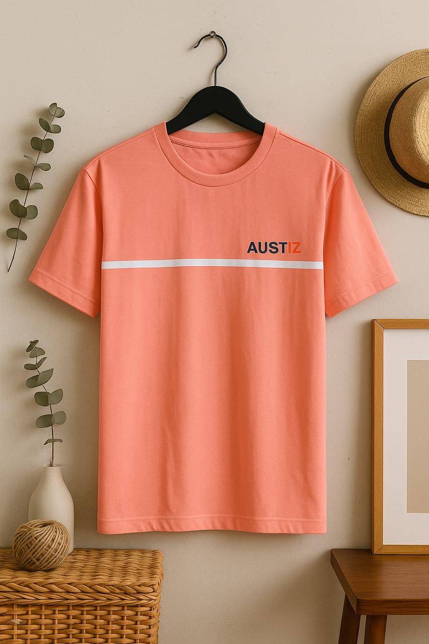 AUSTIZ Men Cotton Blend Regular Fit Printed T-Shirt ( Pink )     			AUSTIZ Men Cotton Blend Regular Fit Printed T-Shirt ( Pink )
