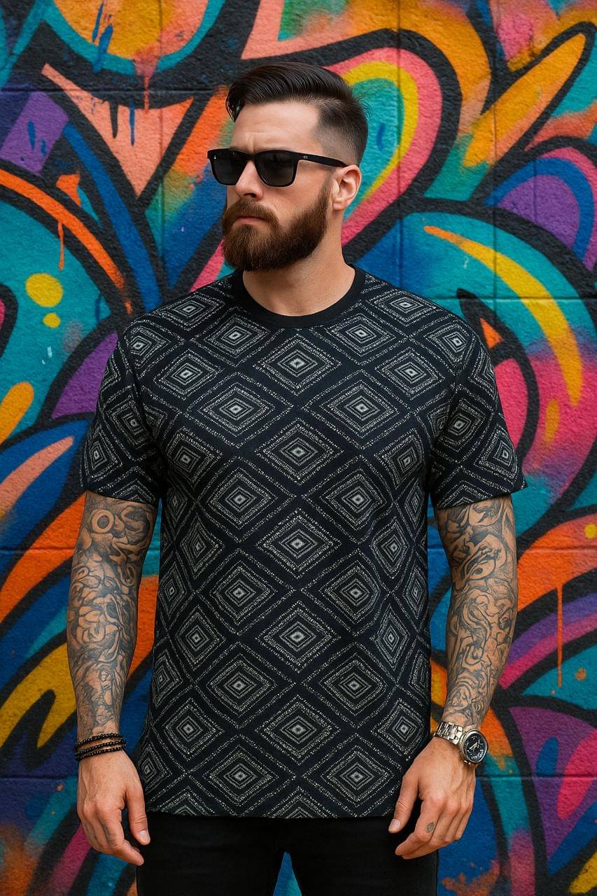     			AUSTIZ Men Cotton Blend Regular Fit Printed T-Shirt ( Grey )