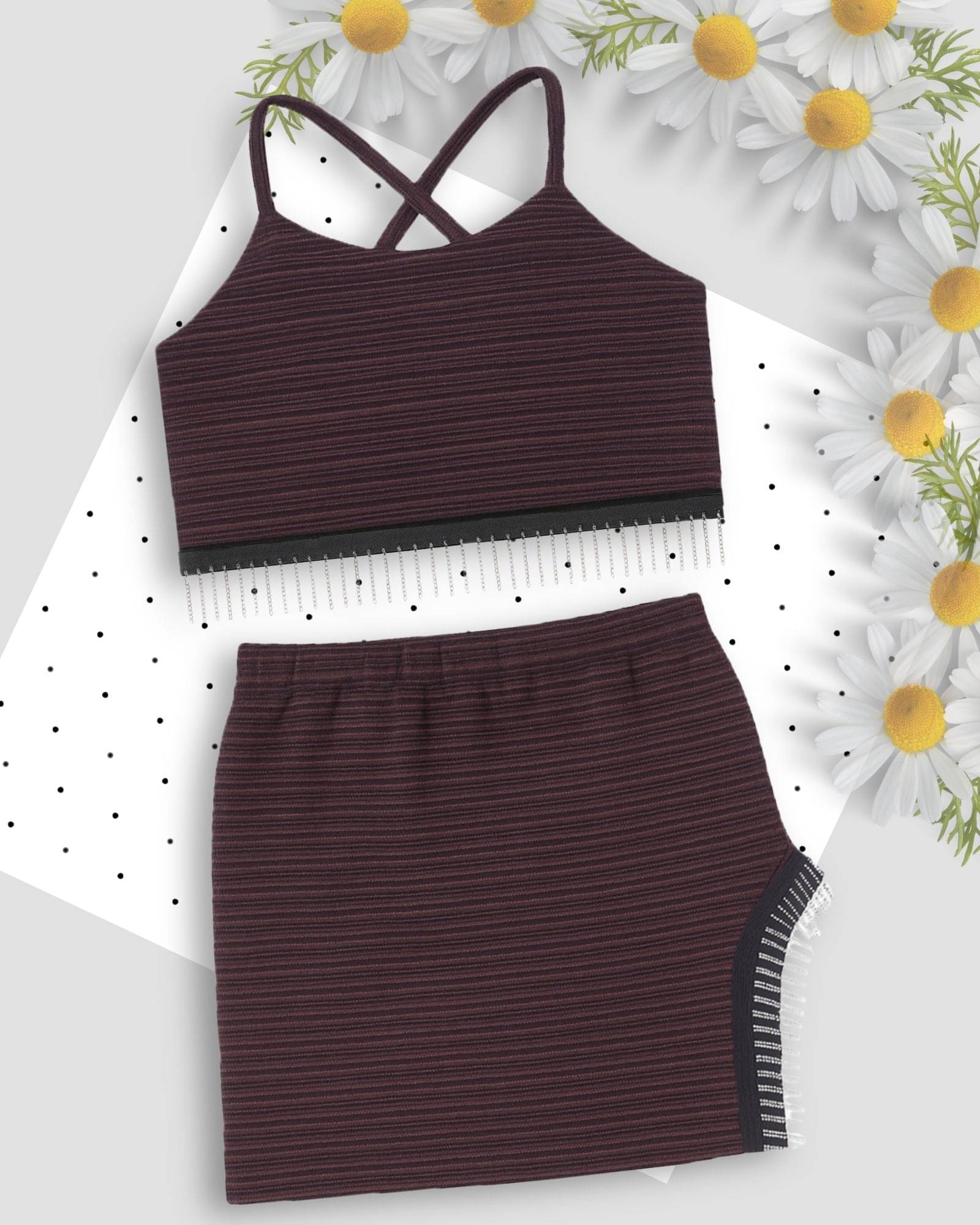     			Addyvero Pack of 1 Girls Polyester T-shirt & Skirts ( Maroon )
