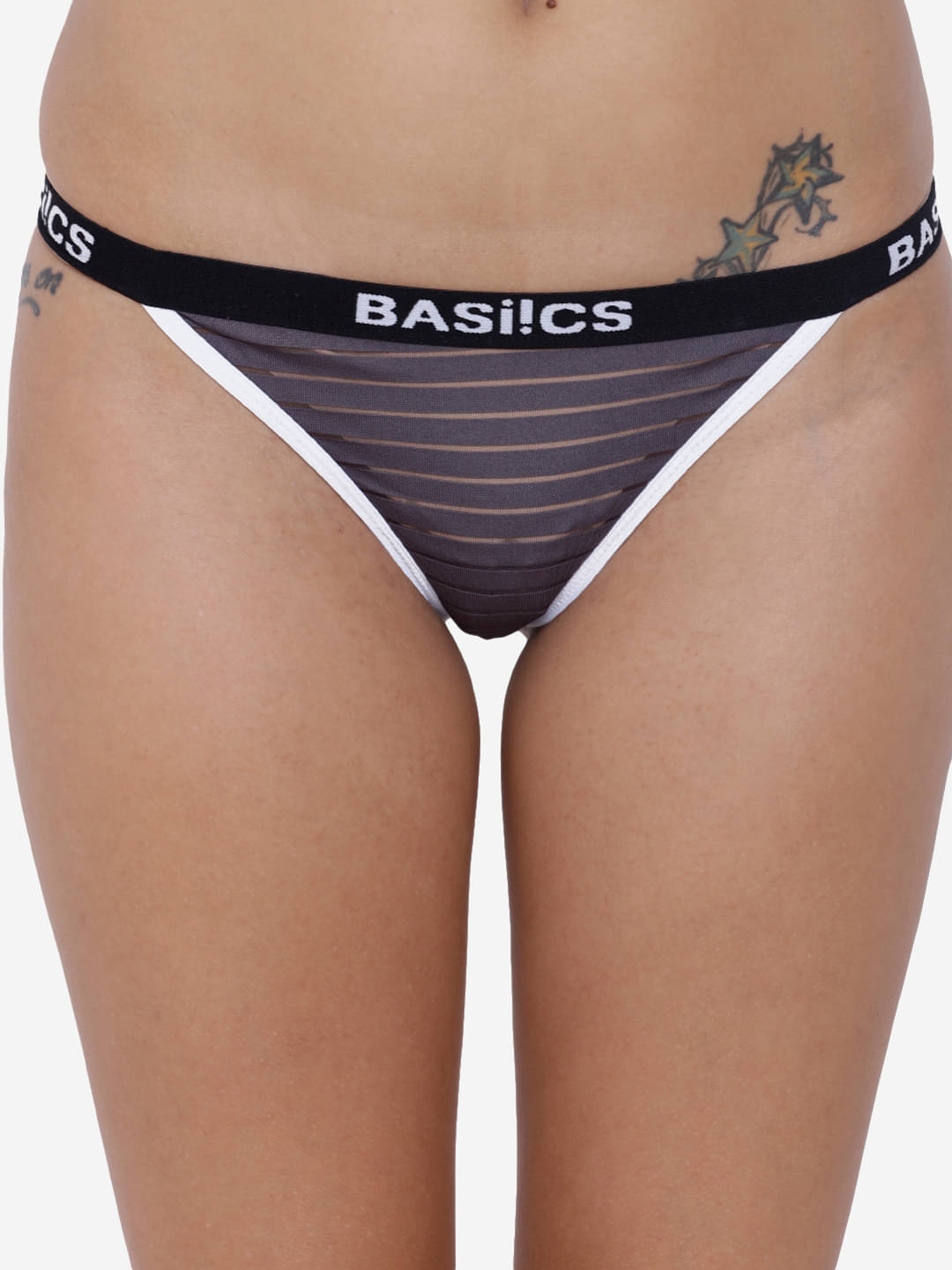 BASIICS By La Intimo Pack of 1 Polyester Thongs For Women ( Grey ) BASIICS By La Intimo Pack of 1 Polyester Thongs For Women ( Grey )