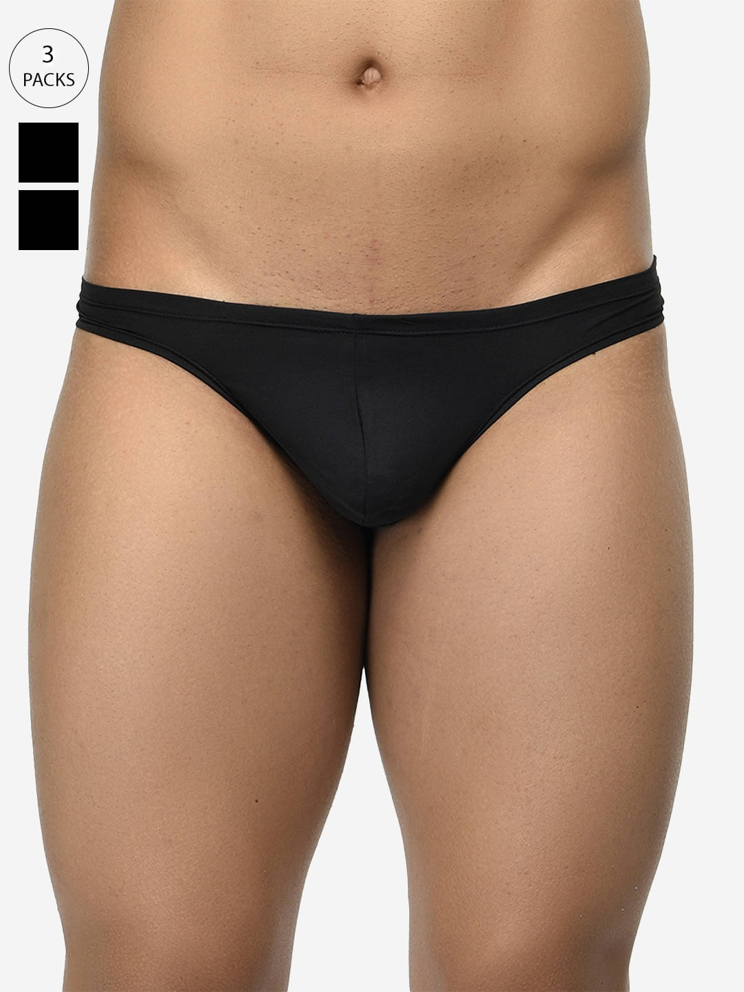     			BASIICS By La Intimo Pack of 3 Polyester Thongs For Men's ( Black )