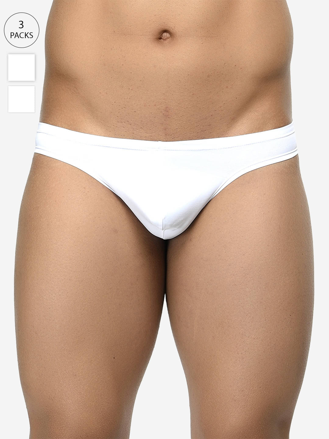     			BASIICS By La Intimo Pack of 3 Polyester Thongs For Men's ( White )