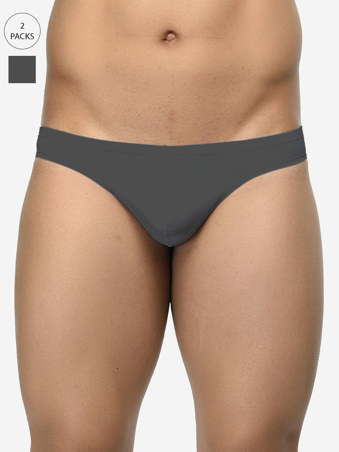    			BASIICS By La Intimo Pack of 2 Polyester Thongs For Men's ( Charcoal )